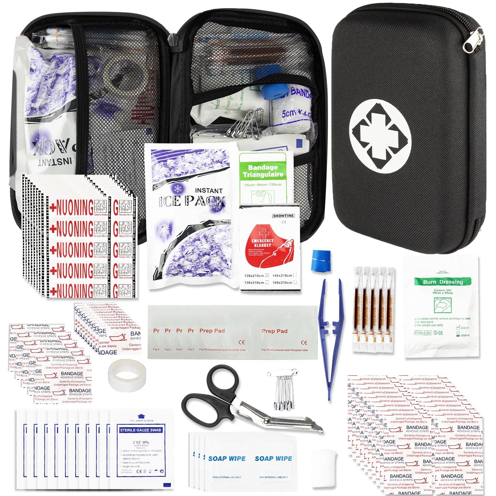 276Pcs First-Aid Kit Emergency-Kit Home-Car - First Aid Kits Emergency Kit Home Essentials for Dorm Room First-Aid Kit Emergency Necessities for Boat Hiking Skating, Black YIDERBO
