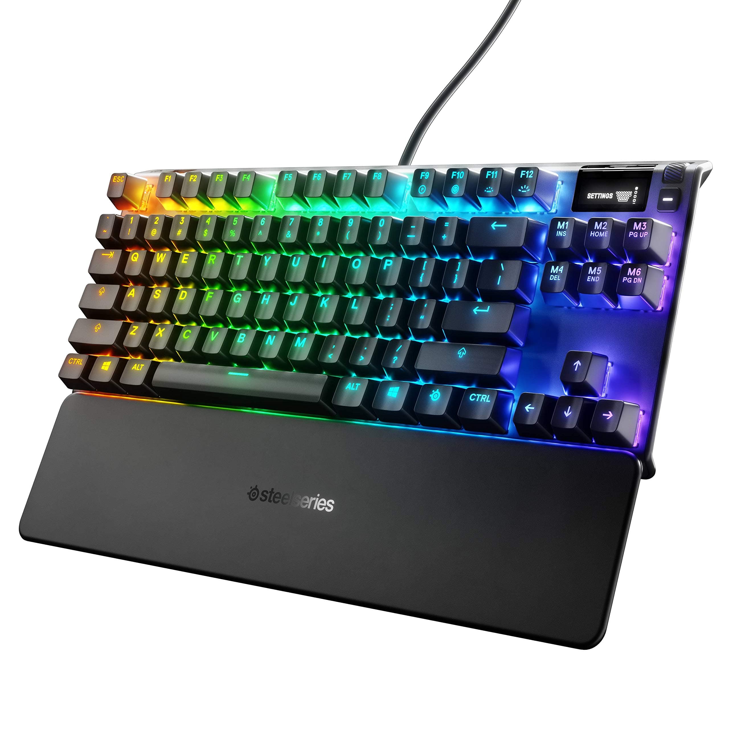 SteelSeries Apex Mechanical Gaming Keyboard - OLED Smart Display - USB Passthrough and Media Controls - Linear and Quiet Apex 7 TKL 64646 (Electronic Games) PC