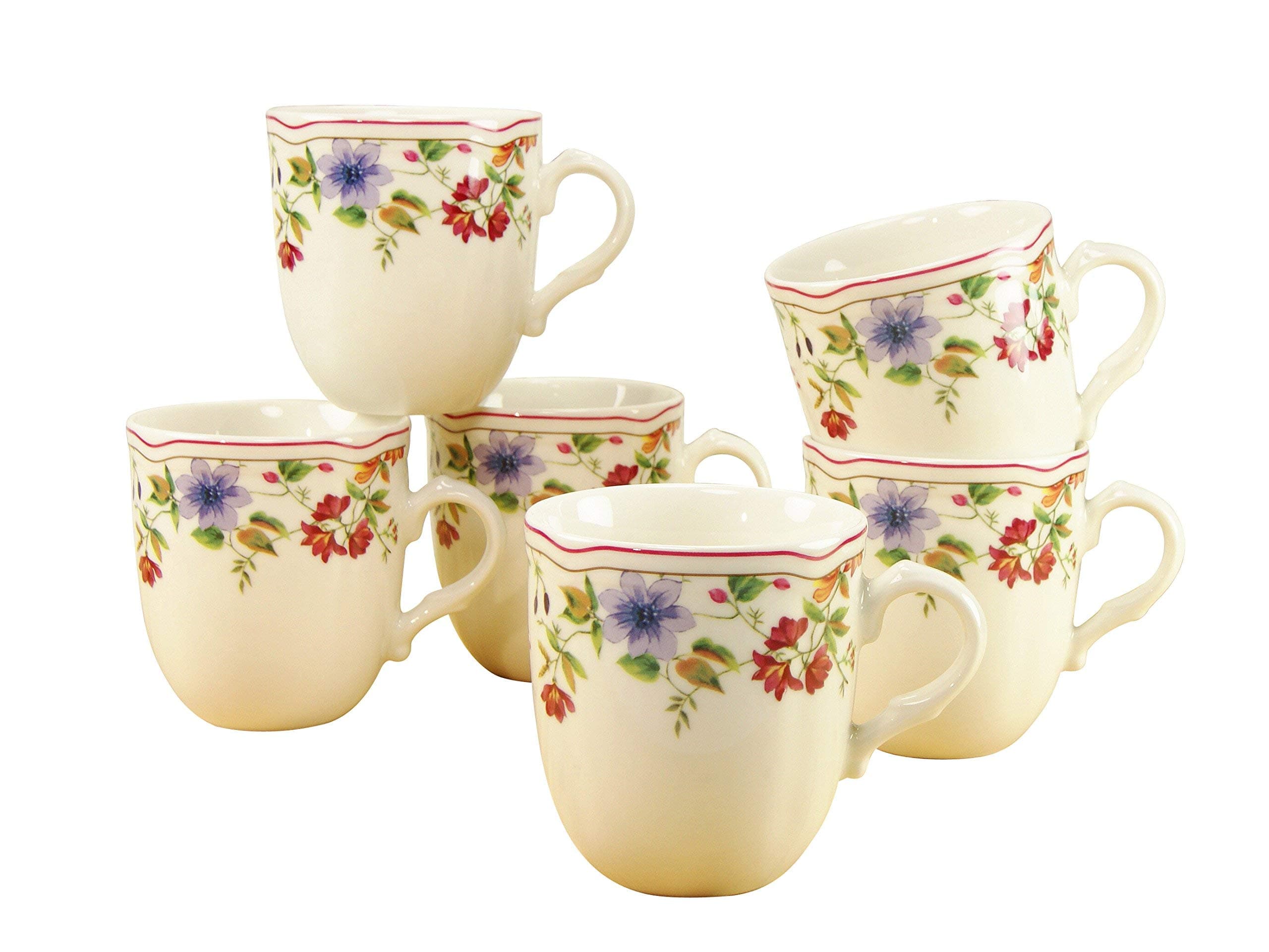 Creatable, 16143, Cornwall Garden, 6 mugs, Porcelain, Multi-Colour, 6-piece