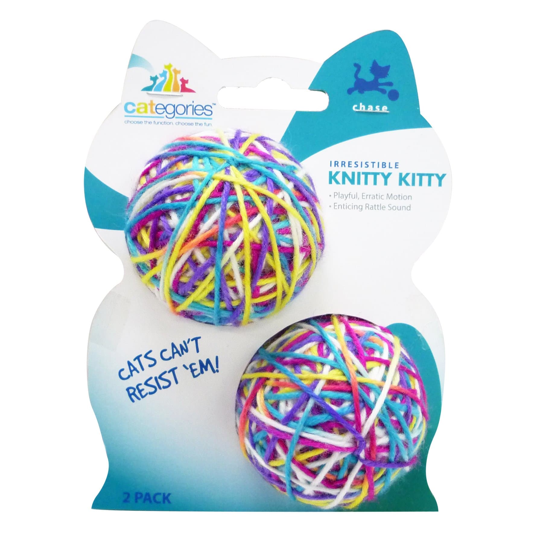 Categories Knitty Kitty 2 Pack - Yarn Ball Cat Toy With Rattle