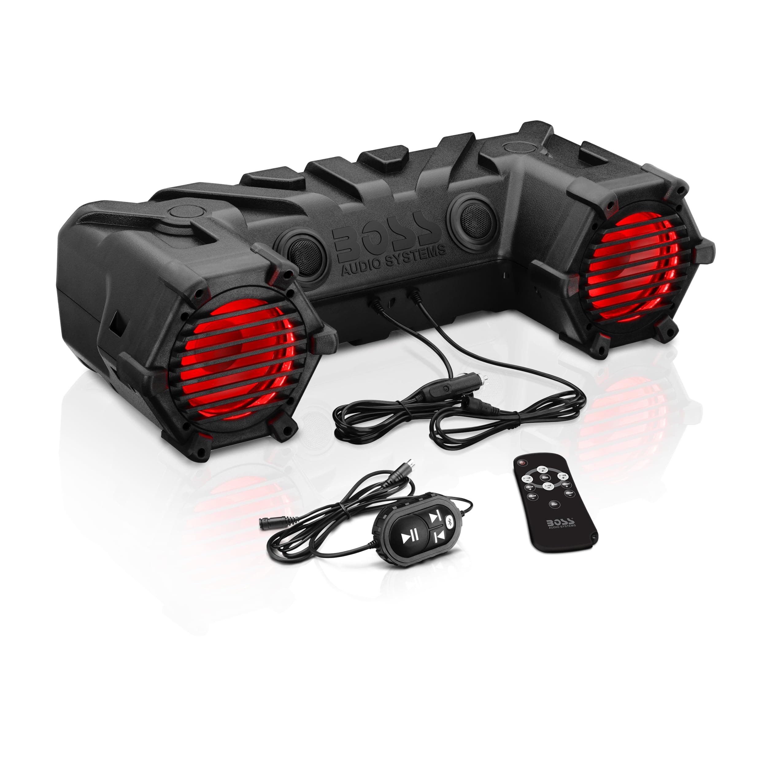 BOSS Audio Systems ATV30BRGB ATV Speaker System - 6.5 Inch Speakers, 1 Inch Tweeters, Built-in Amplifier, Bluetooth, Multi-Color Illumination