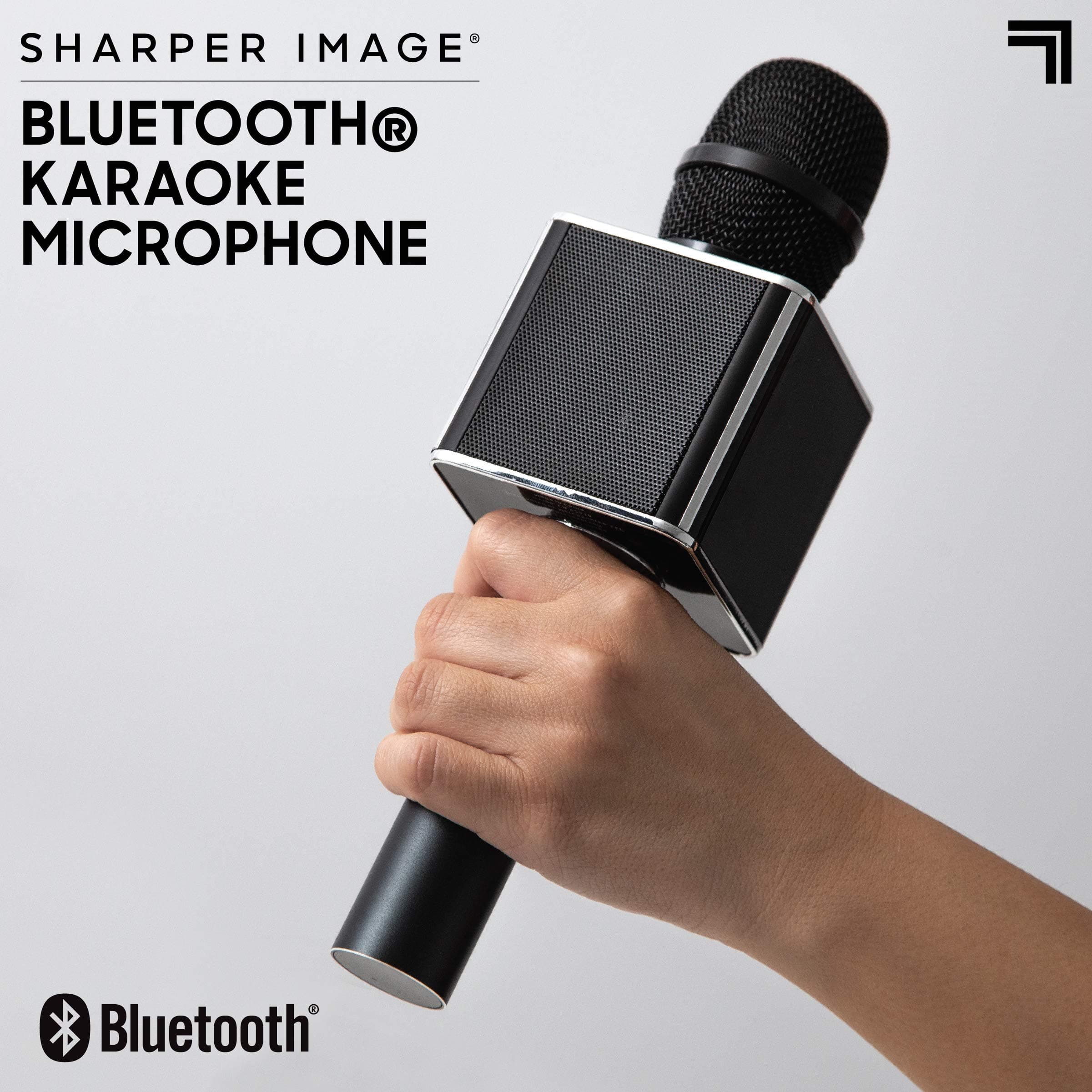 SHARPER IMAGE Bluetooth Music Stream Karaoke Microphone with Built-in Speaker, Bluetooth & Smartphone Compatible, Black