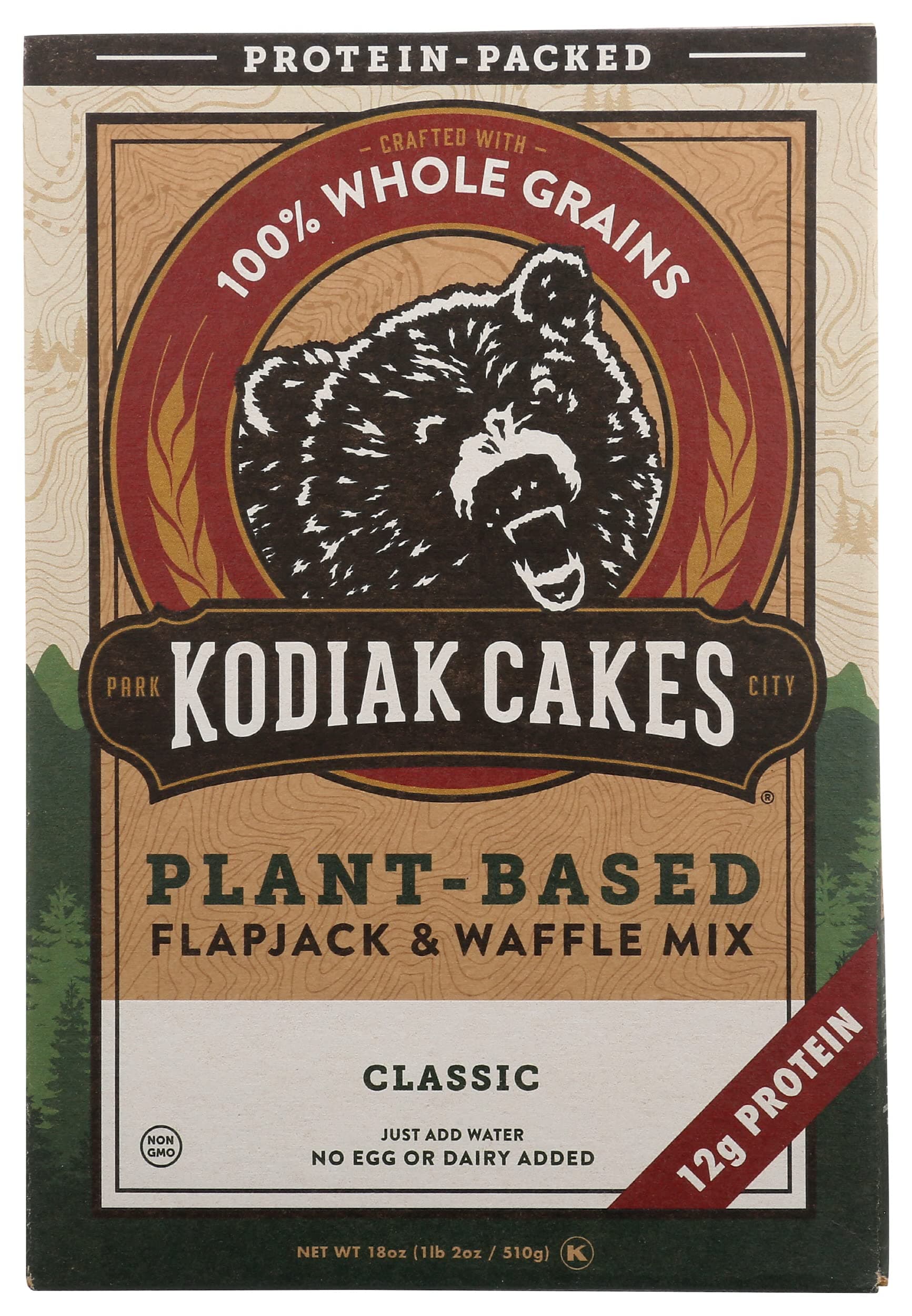Kodiak Classic Flapjack & Waffle Mix, Plant Based, Protein Packed, 18 Ounces (Pack Of 6)