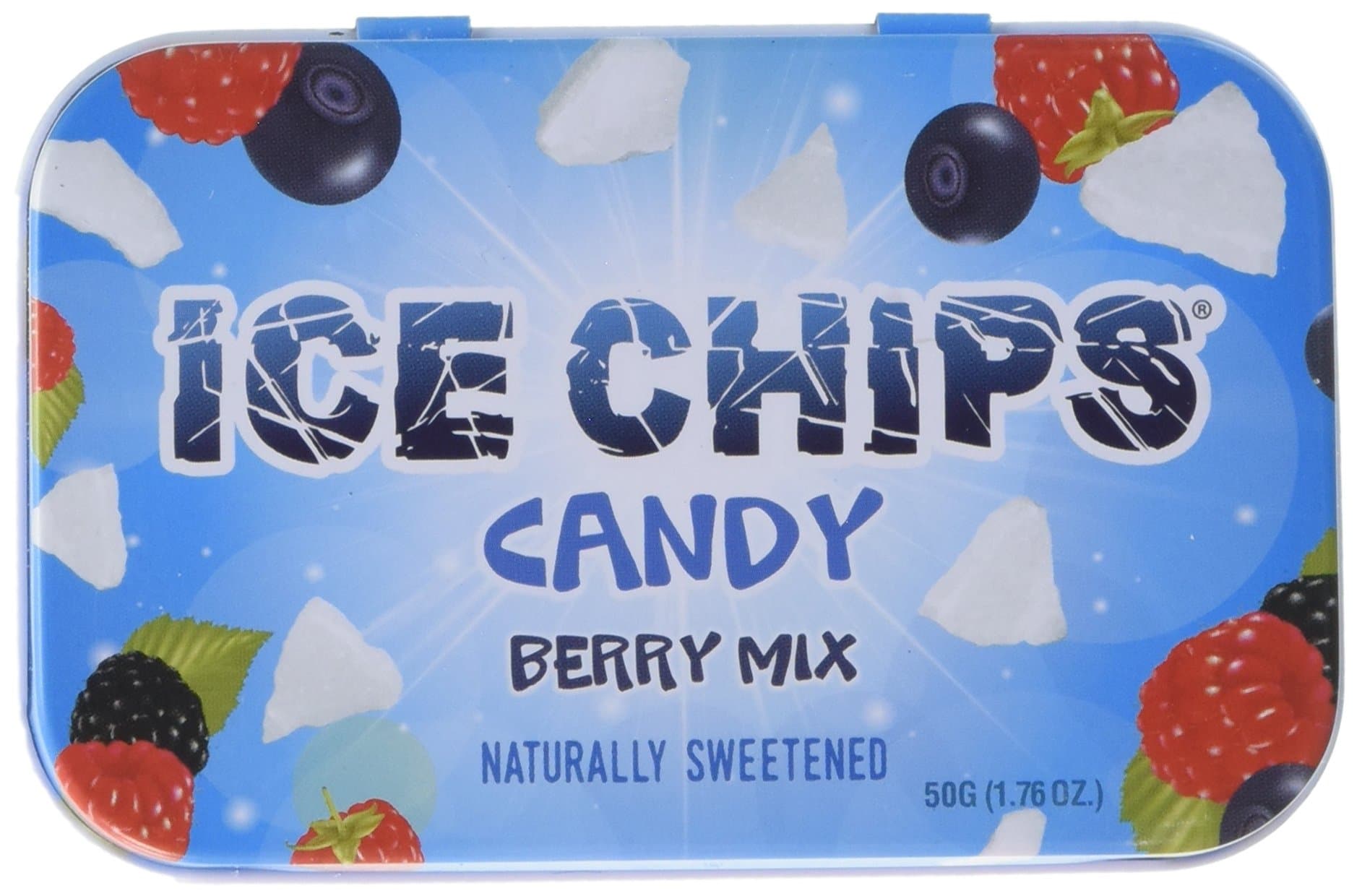 ICE CHIPS Candy Hand Crafted Tin Juicy Berry Mix Candy, 1.76 Ounce