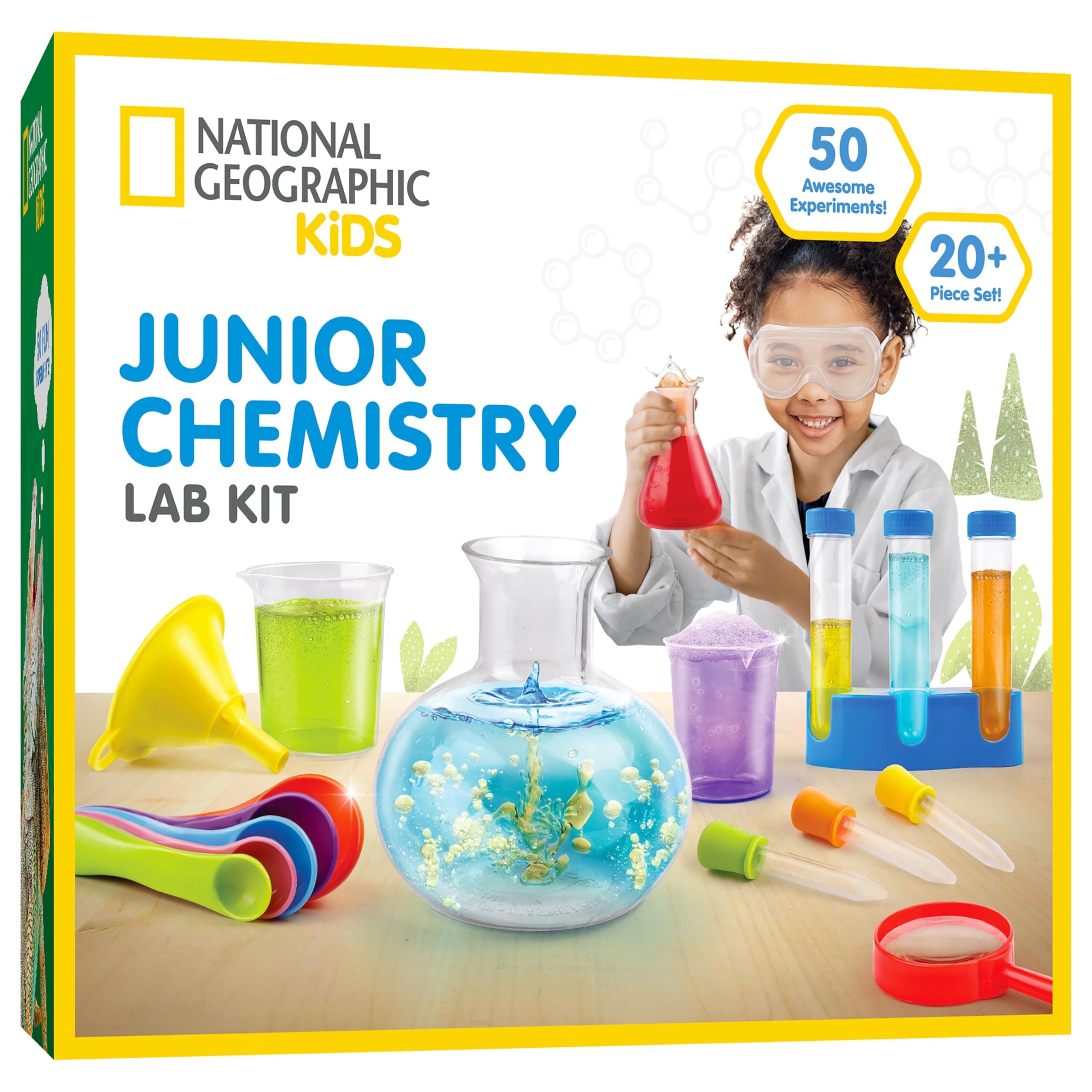 National Geographic Junior Chemistry Set - Complete Early Learning Lab Kit with 50 Science Experiments for Kids and 20+ Lab Tools, Chemistry Set, Science Experiments for Kids 4-6