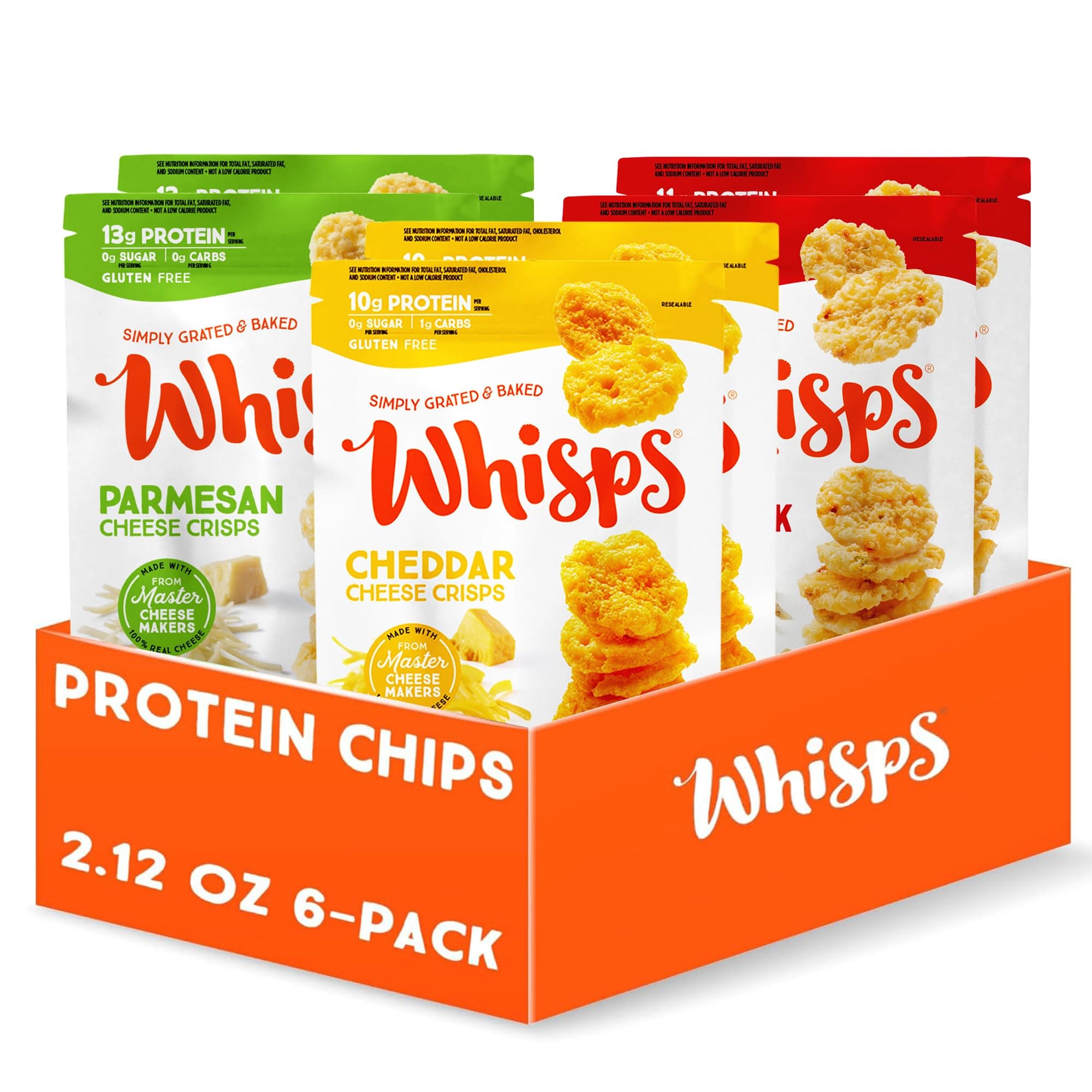 Cheese Crisps Variety Pack | Protein Chips | Healthy Snacks | Protein Snacks, Gluten Free, High Protein, Low Carb Keto Food | Parmesan, Cheddar Cheese, Asiago, Pepper Jack (2.12 Oz, 6 Pack)
