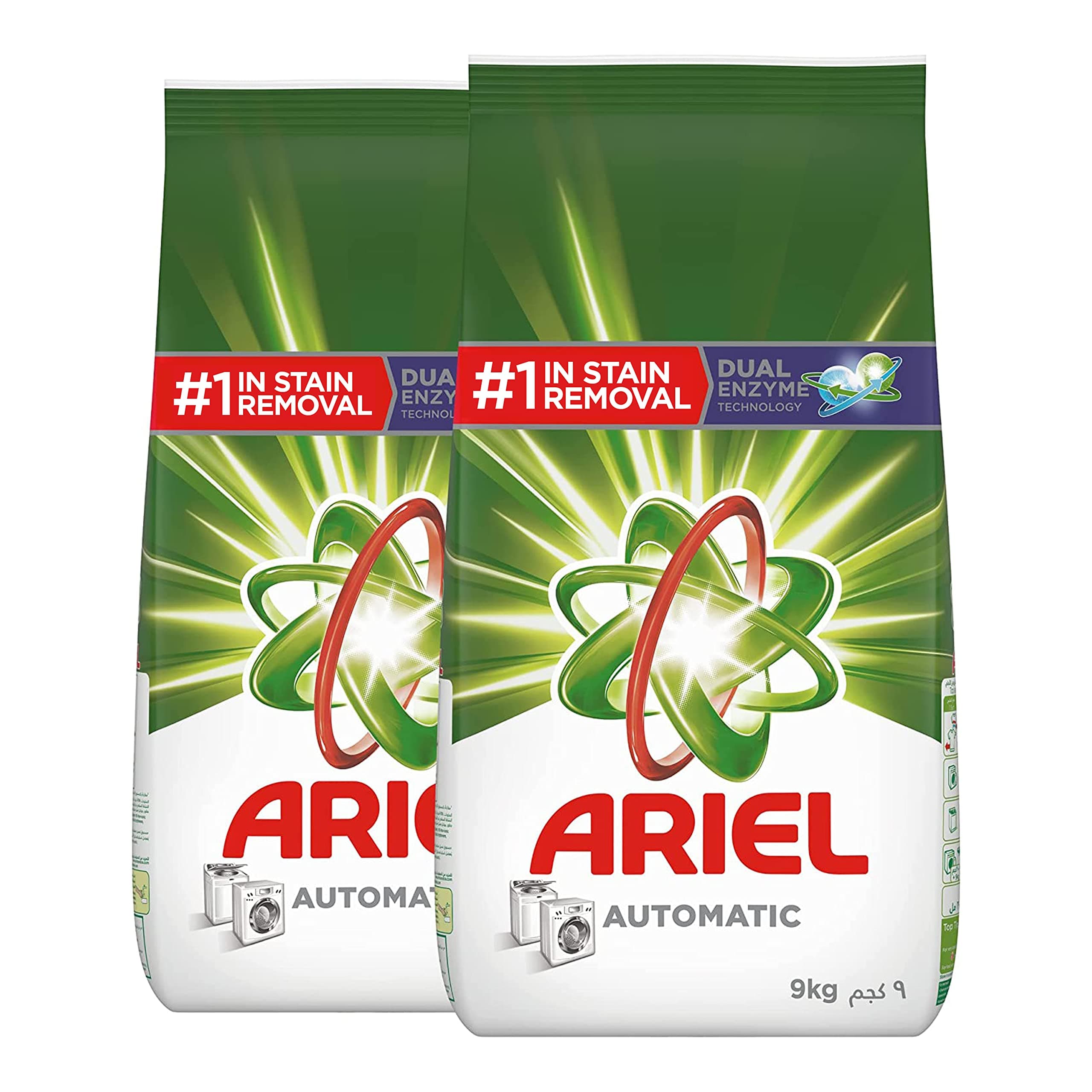 Ariel Automatic Laundry Detergent Powder, Original Scent, Number 1 Stain Removal, Washing Powder, Pack Of 2 X 9 Kg (18Kgs)