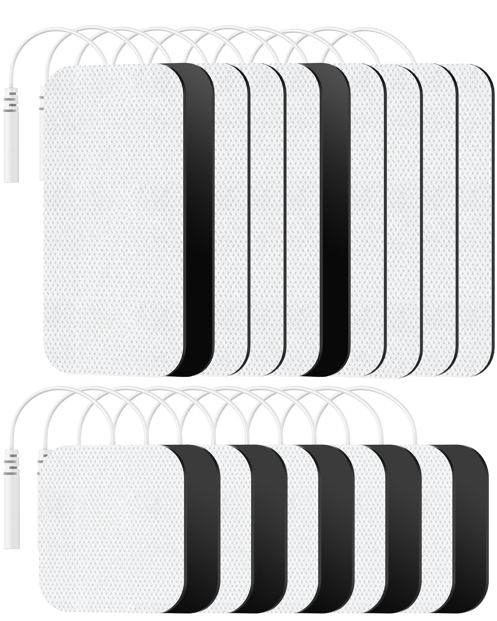 TENS Unit Replacement Pads, Nursal Reusable Self-Adhesive Electrodes Pads 20 Packs 2x2” 2x4”, Latex Free Pigtail TENS Pads, Compatible with TENS 7000, AUVON TENS, Etekcity, Nicwell Care Tens