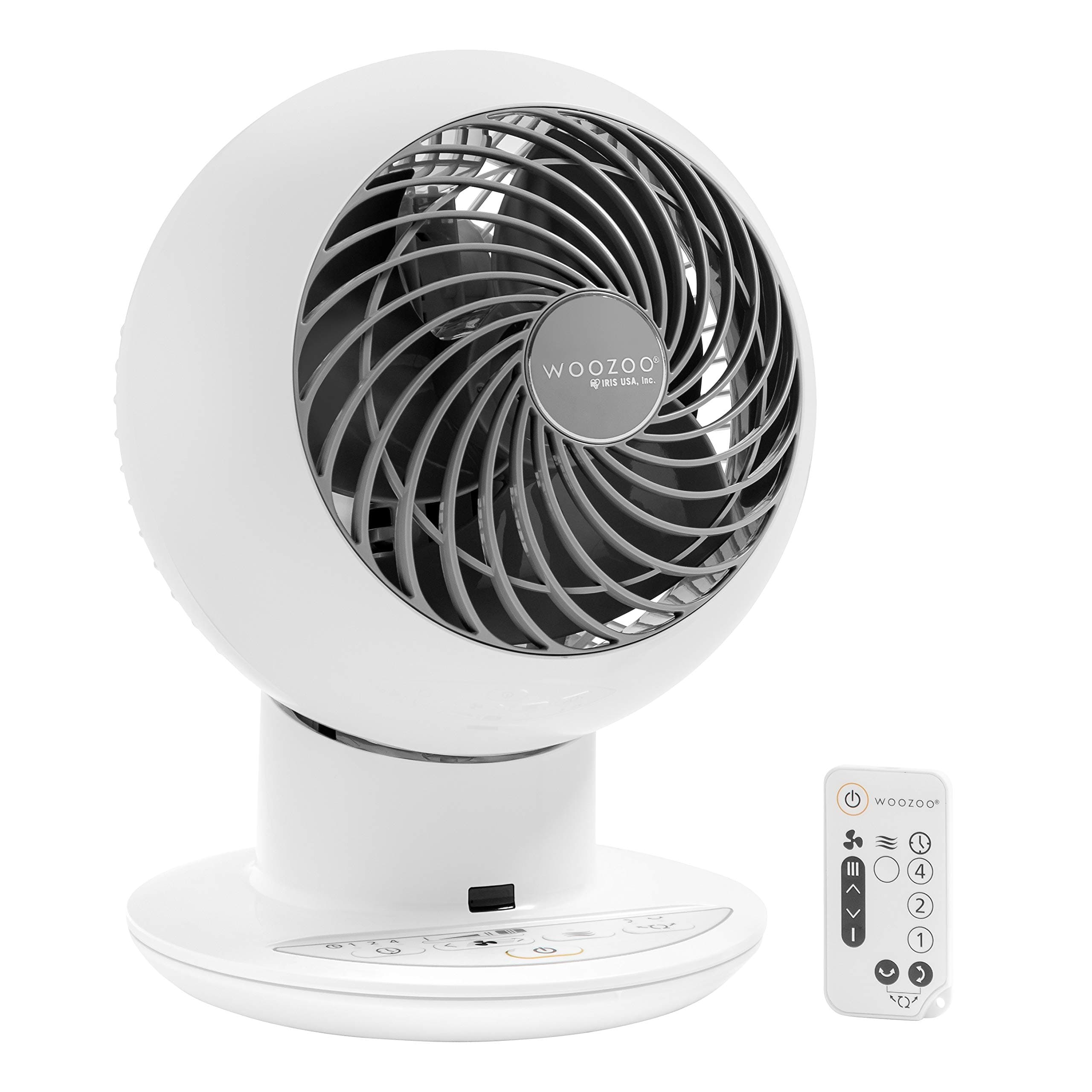 Iris Ohyama USA, Woozoo SC15T, Remote Controlled Compact Globe Oscillating Circulating Fan, White, 1 Pack