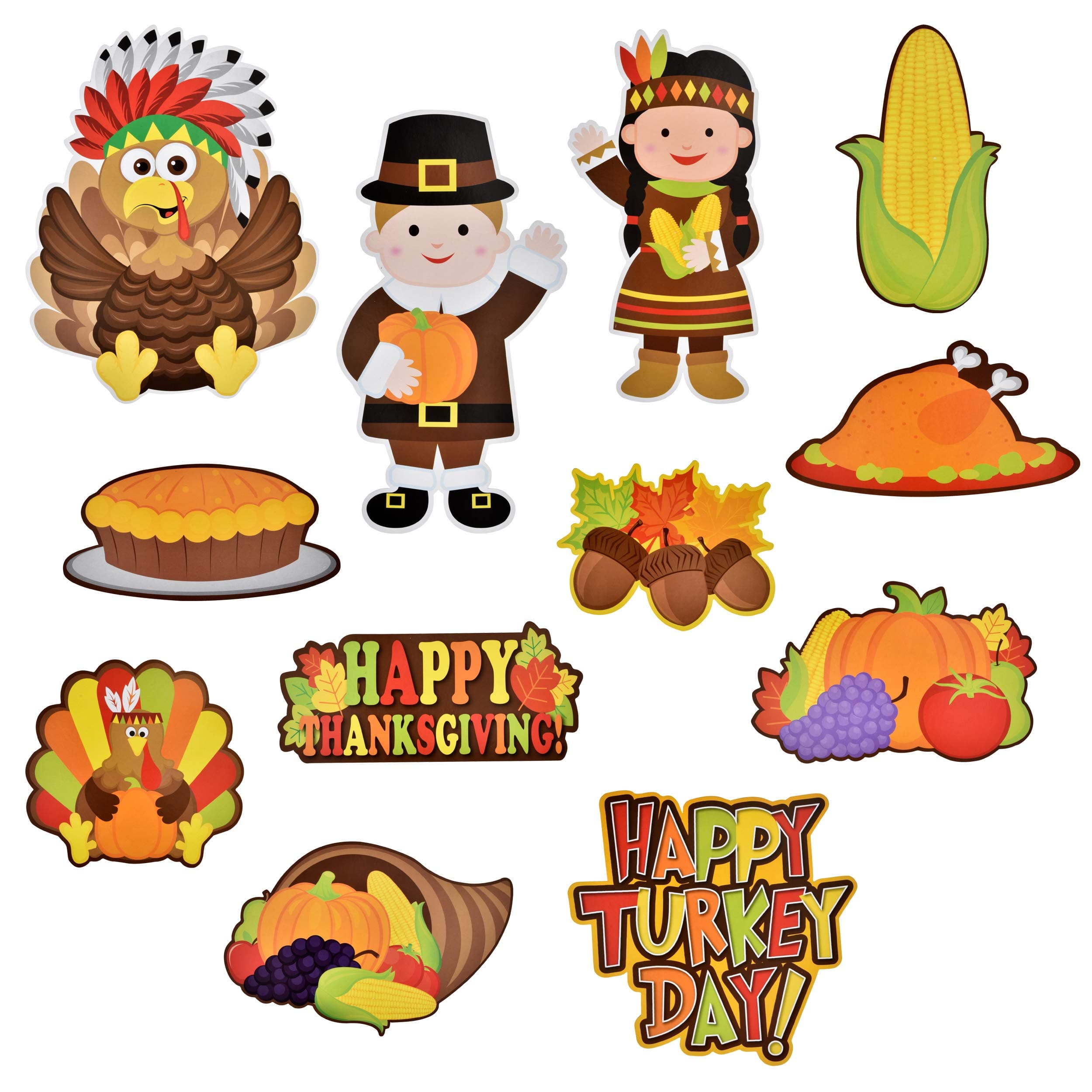 Gift Boutique Thanksgiving Cutouts Hanging Wall Decorations 24 Pack Fall Banner Happy Harvest Autumn Sign Turkey Pumpkin Leaf Party Favor Supplies