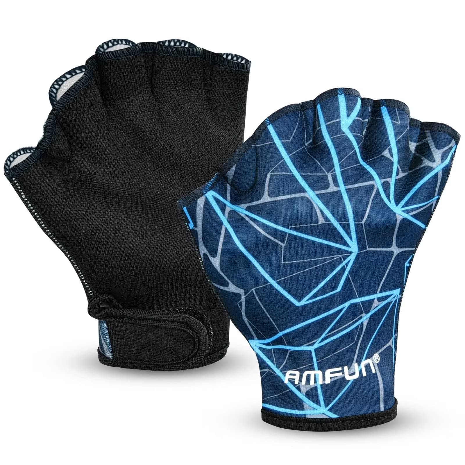 AMFUN Aquatic Gloves, Webbed Swimming Gloves, Water Training Paddle