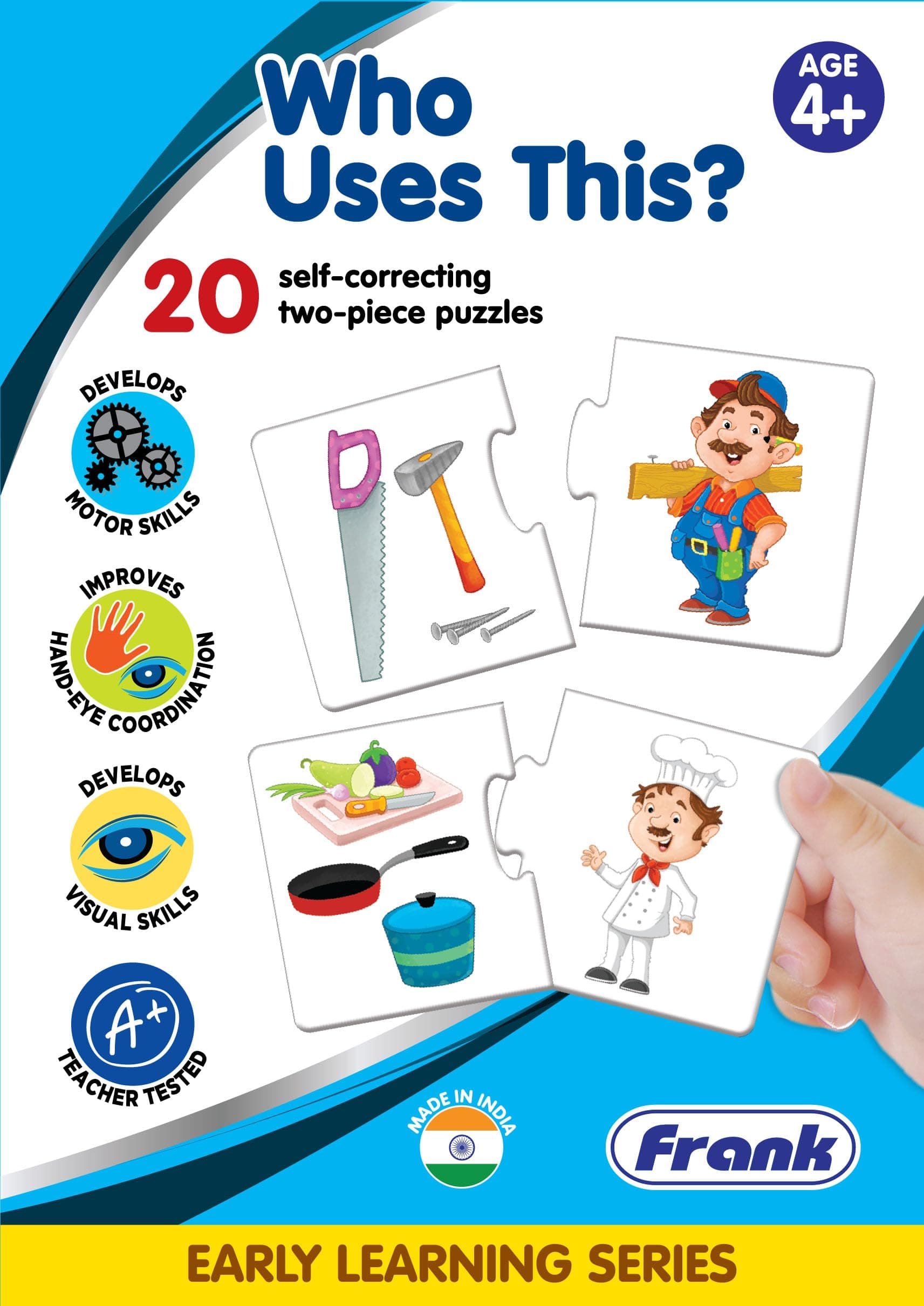 - Frank Who Uses This? (40 Pieces) 20 Self-Correcting 2 Pcs Puzzle - Early Learner Logic Puzzles - Educational Toys and Games for Kids 4 Years and Above - 10158