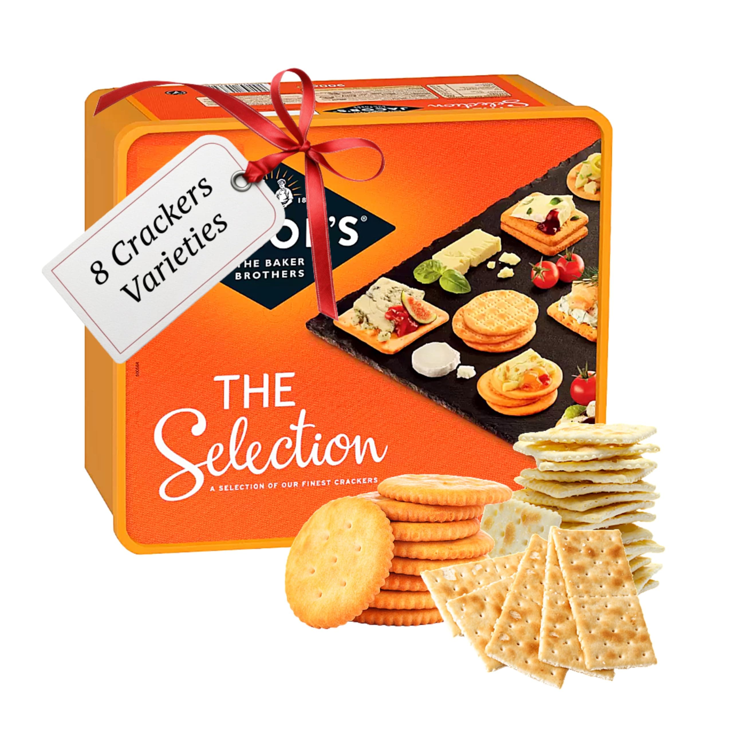 Cheese Biscuits Crackers Tub Multipack - 8 Different Selection of Delicious Biscuits for Cheese Cream Crackers Snacks 900g. Food Hamper for Cheeseboard, Birthday Gifts For Women with Topline Card