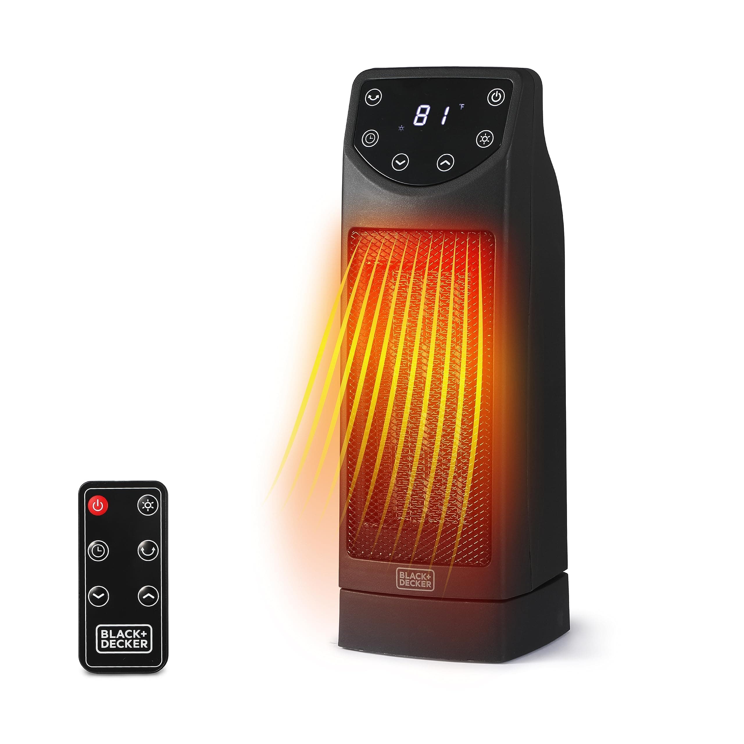 Oscillating Space Heater, Portable Heater with Remote Control, Ceramic Small Space Heater with Two Heat Settings & LED Display, Small Heater 1500W