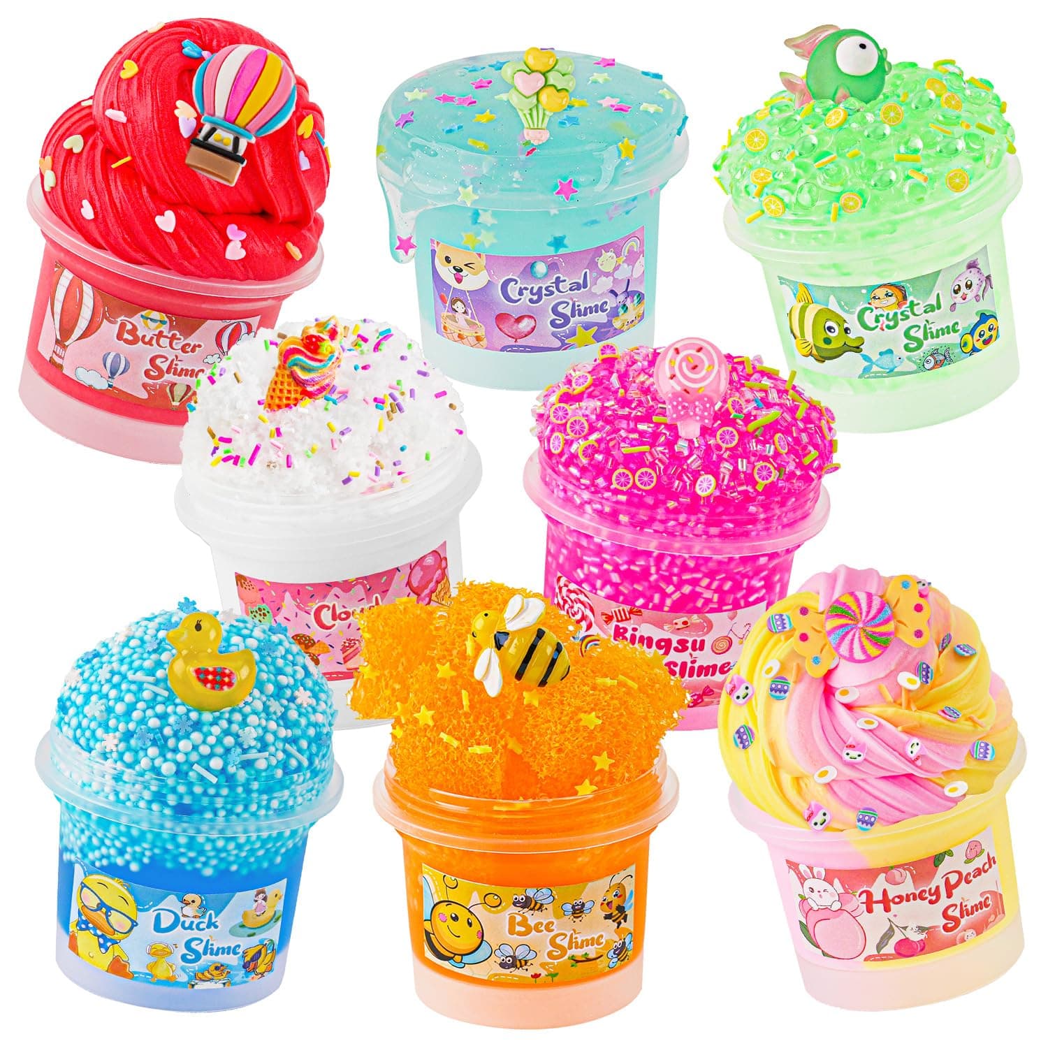 Slime Variety Pack Different Textures, 8 x 100ml Slimes Kit Include Cloud, Clear, Butter Slime, Slimes Party Favors for Kids, Birthday Easter Halloween Boys & Girls Gift