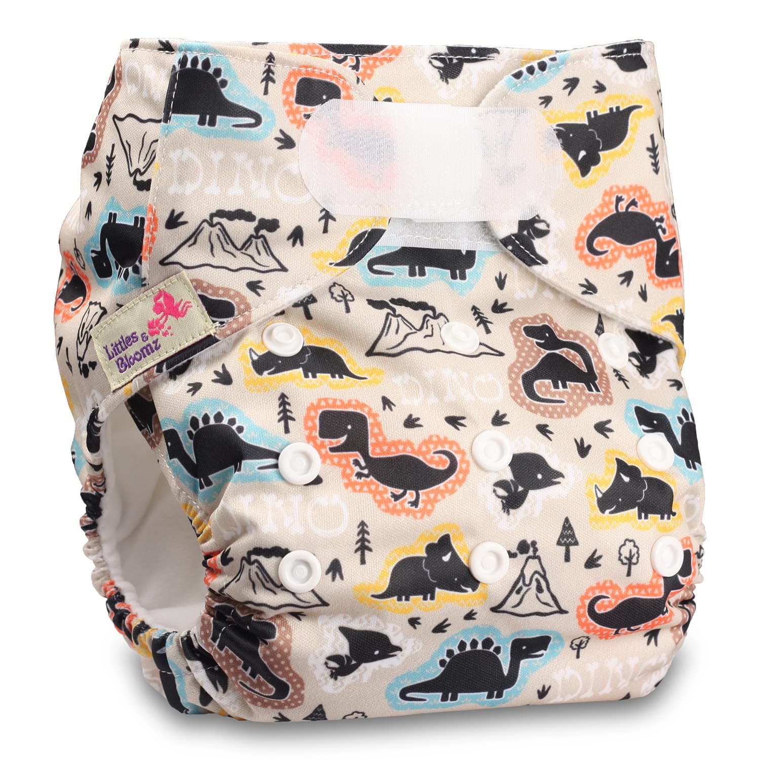 Littles & Bloomz, Reusable Pocket Cloth Nappy, Fastener: Hook-Loop, Set of 1, Pattern 1, Without Insert