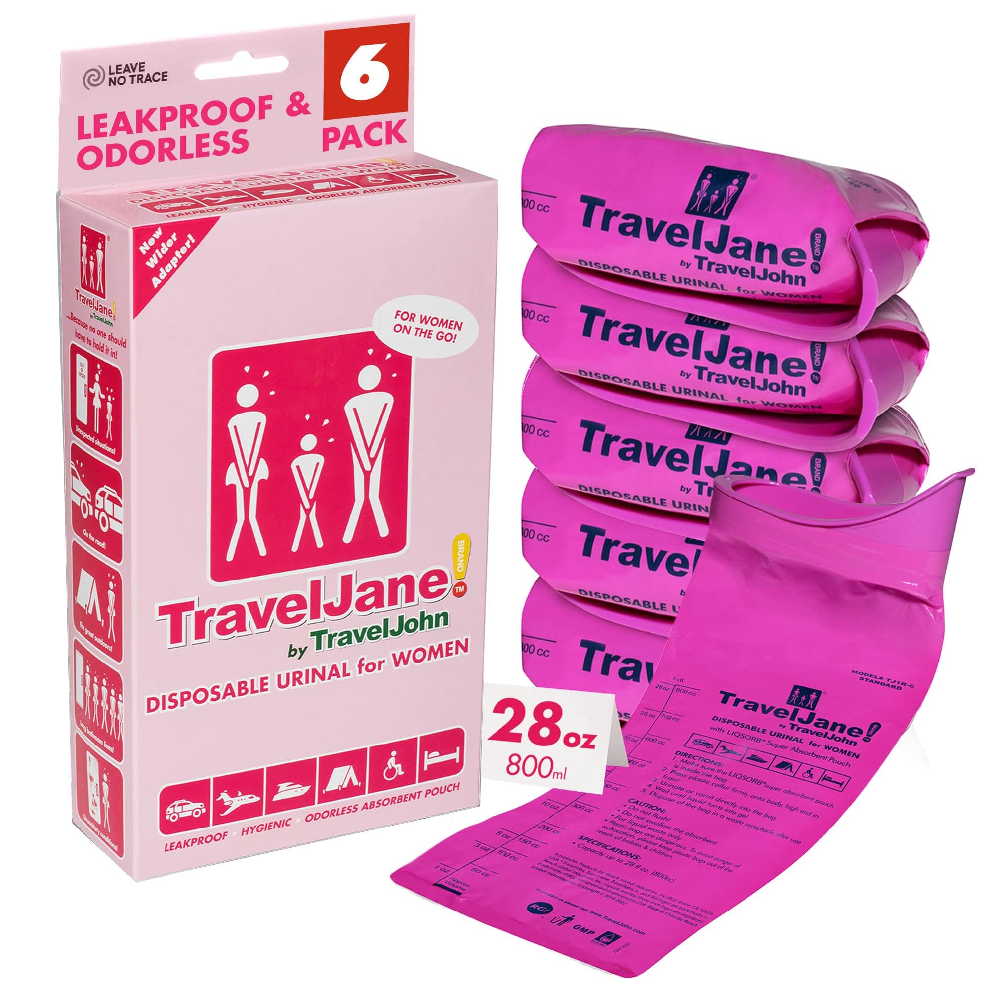 TravelJane Disposable Urinal (TJ1R) - 6 Pack