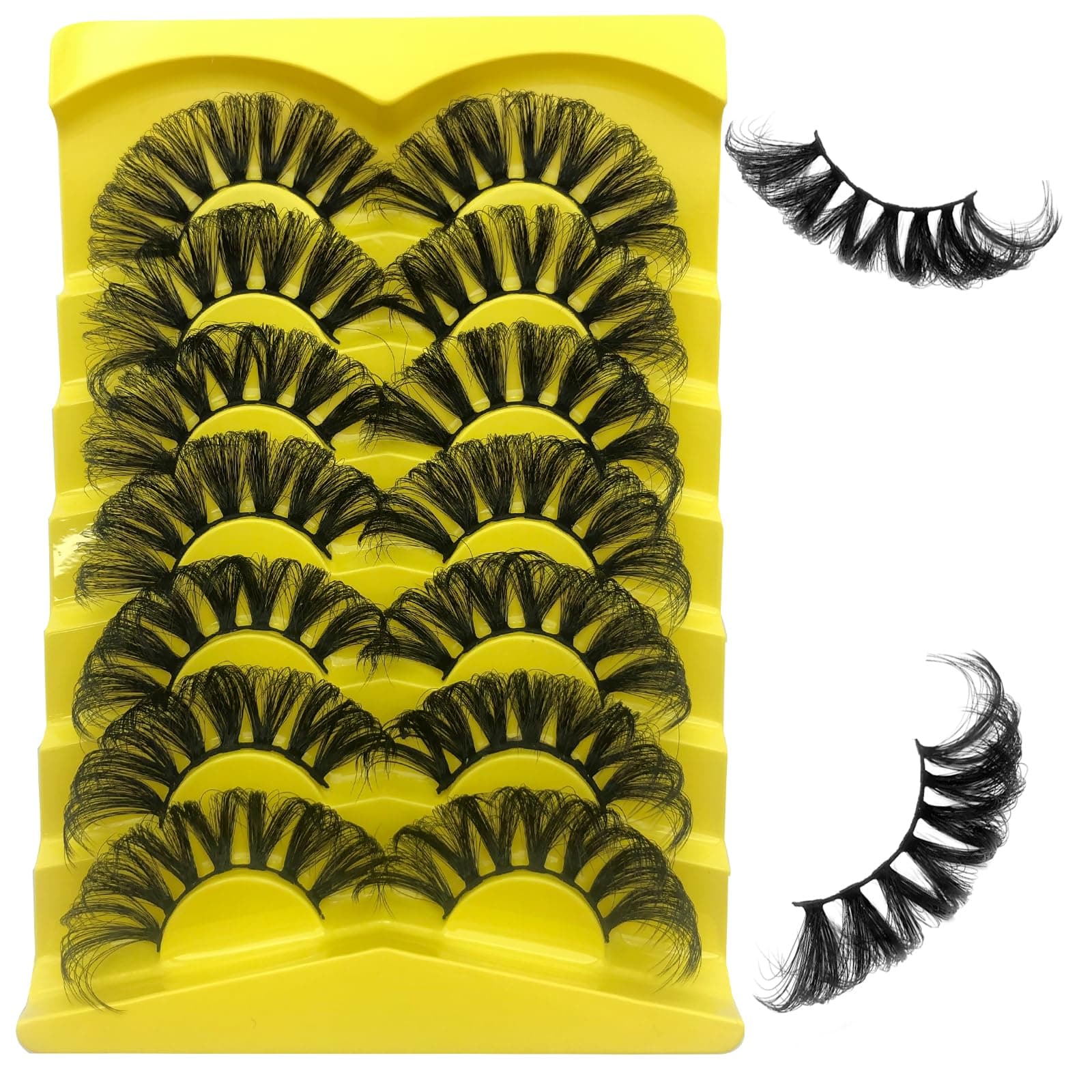 Fluffy Mink Eyelashes 25mm Dramatic Lashes Fluffy Volume Eyelashes 25mm Strip Eyelashes D Curl Dramatic Eyelashes Anforlin Thick Eyelashes 8D Wispy Eyelashes Pack