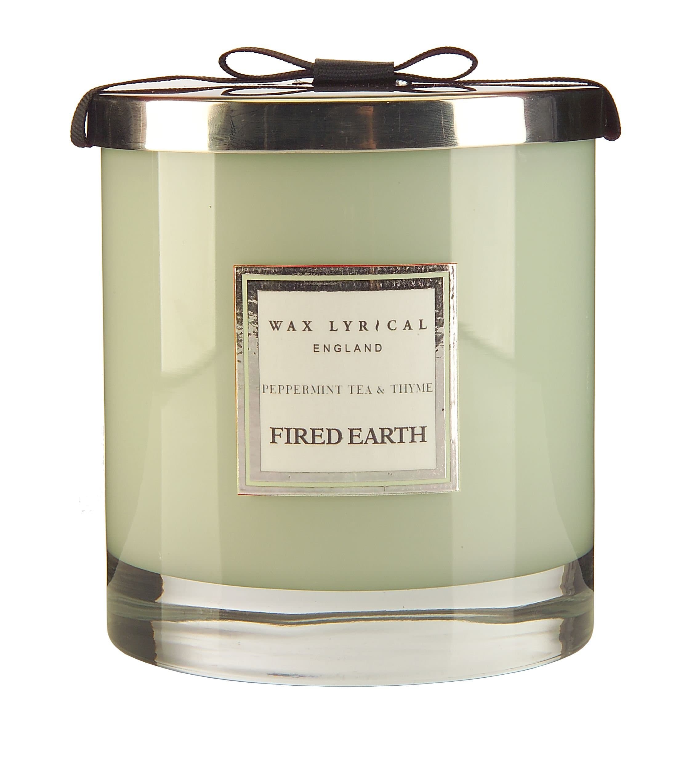 Fired Earth Large Candle Glass, Peppermint Tea and Thyme