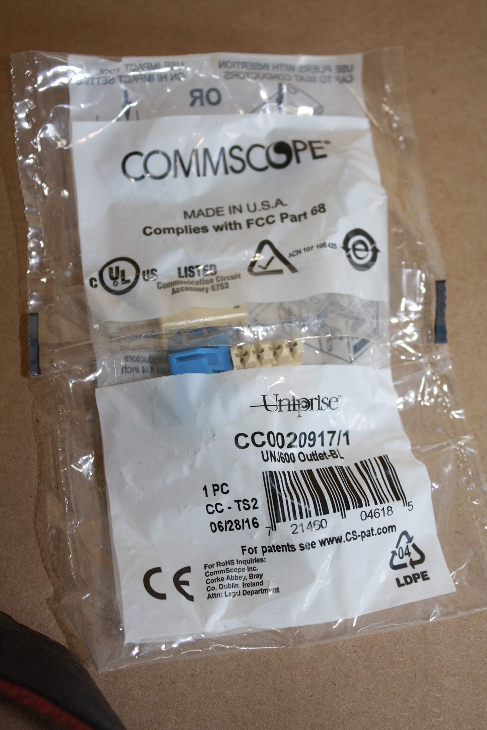 CommScope UNJ600-BL Category 6 Information Outlet Faceplate Mount Blue