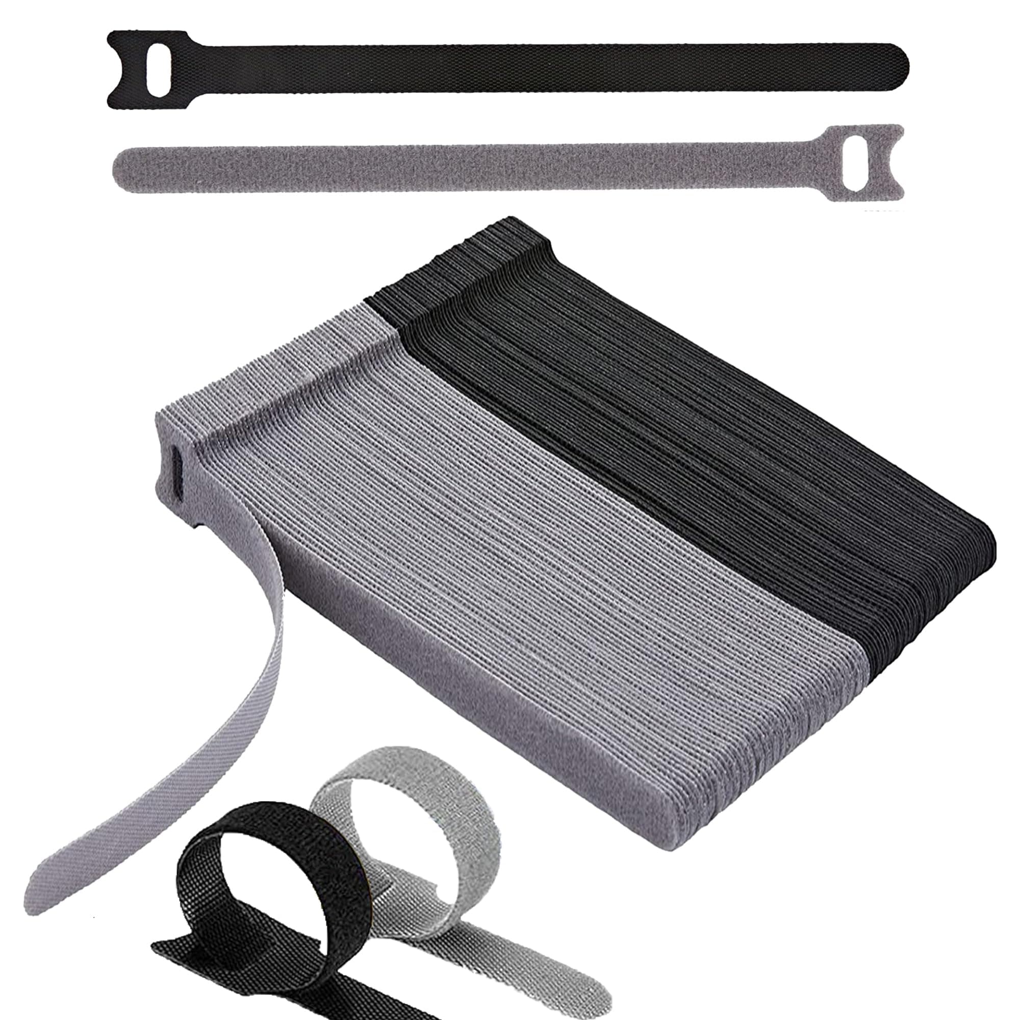 Fastening Cable Ties Reusable 5inch Adjustable Wire Ties Strap Cable Management Tidy 30pcs Cord Ties Cord Organizer Wire Tie (Grey-Black)
