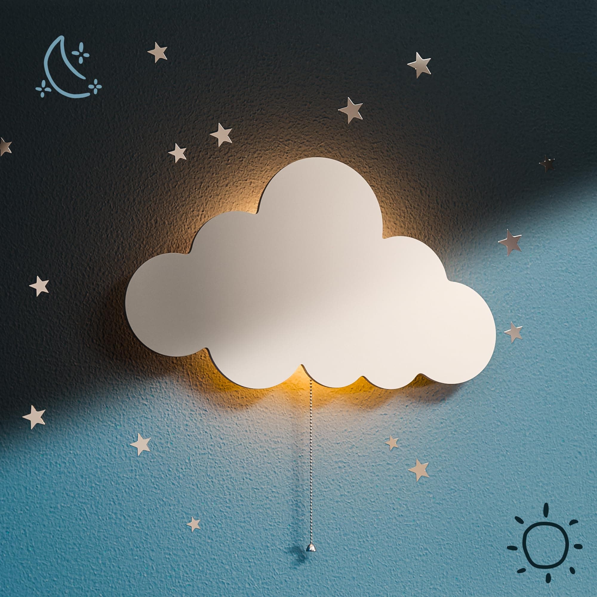 Tip perk Floating Cloud Wall Lamp for Baby Nursery | Cute Floating Cloud Lamp for Kids Bedroom | Battery-Operated Hanging Night Lights for Bedroom