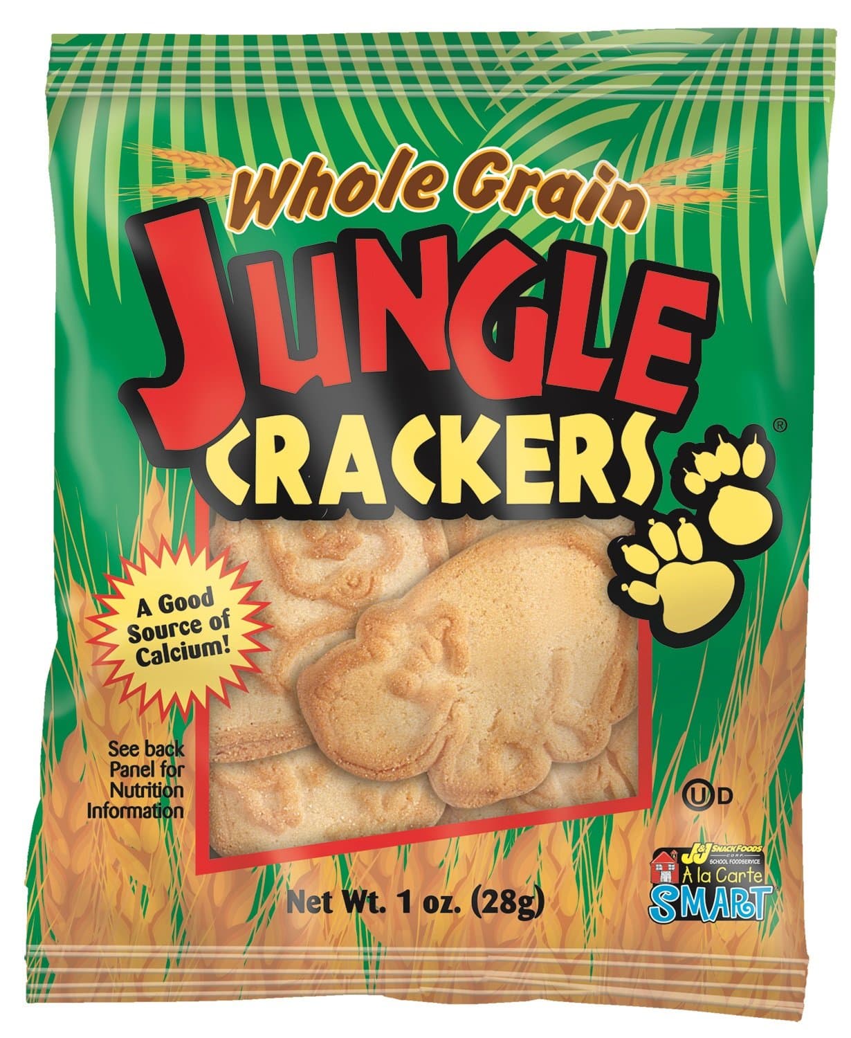 Whole Grain Jungle Animal Cracker Snacks, Fun-To-Eat Single Serve Pouches, No Artificial Colors or Flavors, 1 Ounce (Pack of 200)