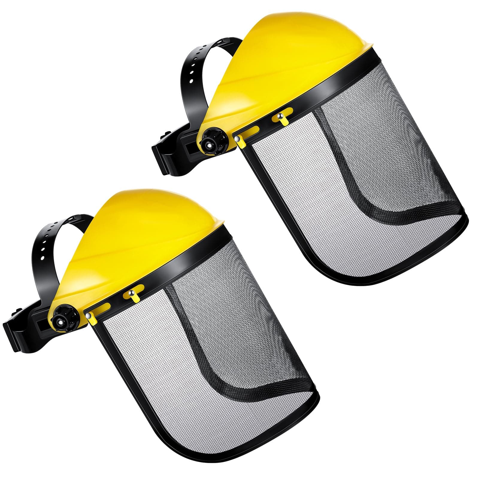 2 Pcs Safety Face Shield Adjustable Safety Helmet with Visor Chainsaw Helmet Strimmer Face Guard Face Protection Shield Forestry Hat for Gardening Logging Lawn (Yellow)