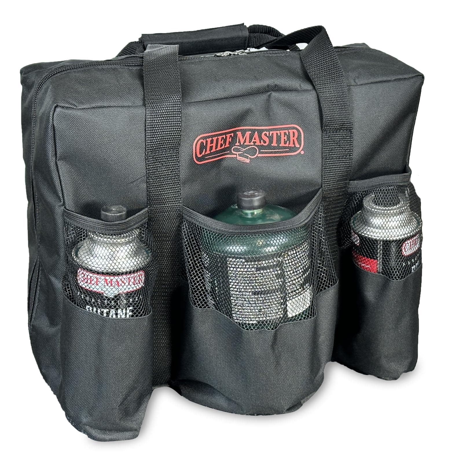 Chef Master Camp Stove Carry Bag - Multi-Pocket for Camp Stove & Butane/Propane Fuel Canisters - Fits Most Portable Gas Stoves - Rugged Camping Accessories - 90800