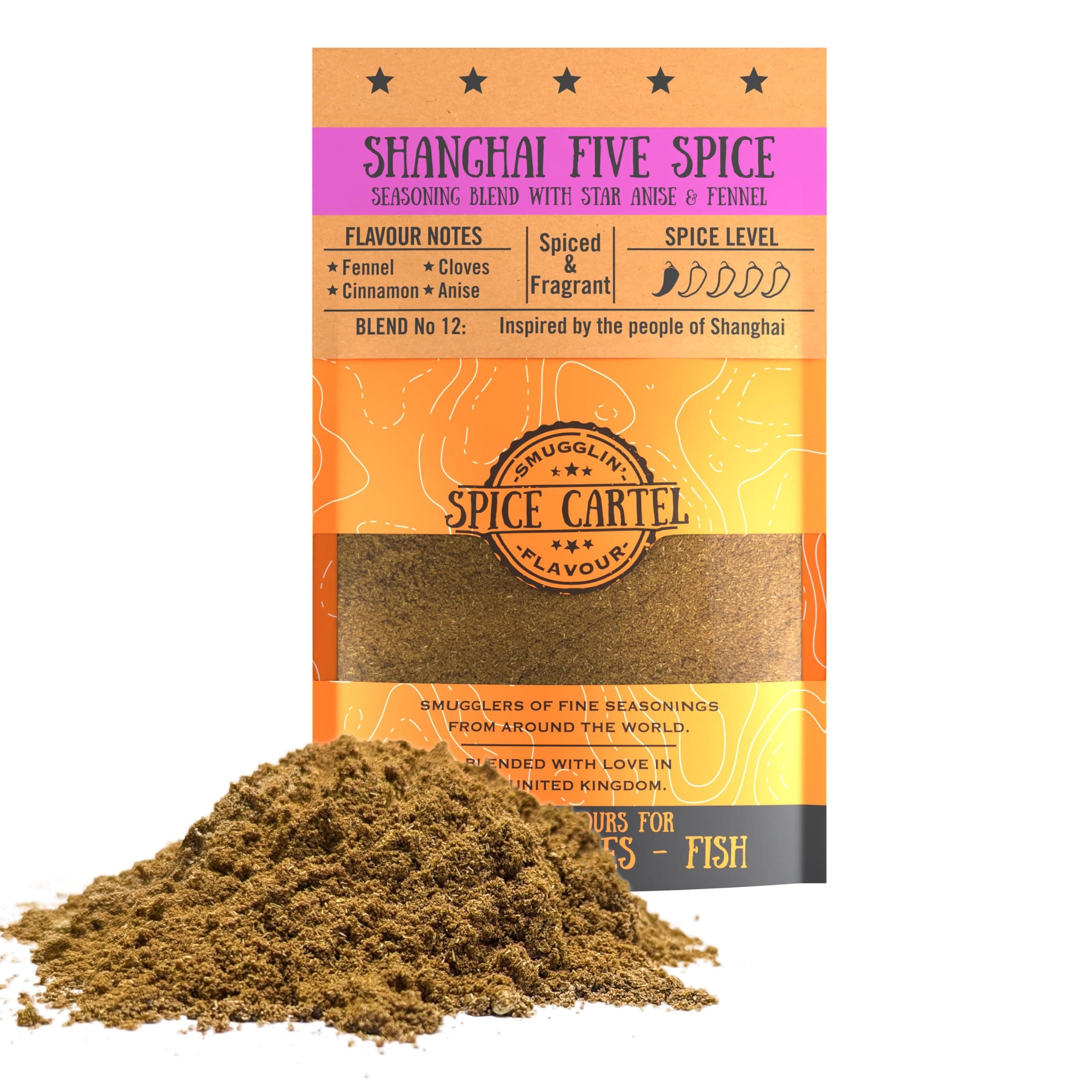 – Shanghai Five Spice. Spice Blend Bursting With Star Anise For Authentic Chinese Flavour. 35g Resealable Pack Seasons 1kg+ Of Protein. Premium UK Hand Blended.