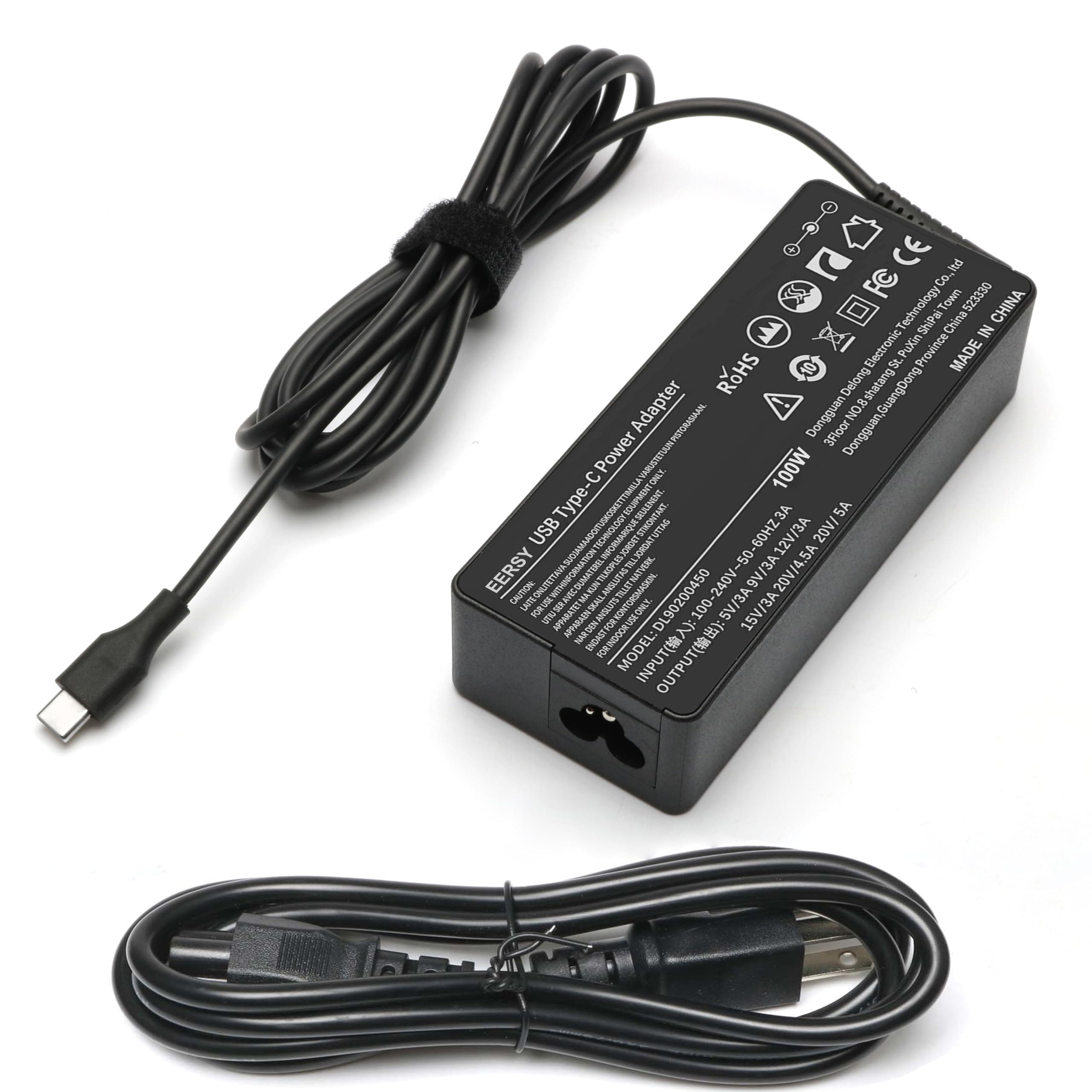 100W 90W USB C Type-C Charger for Lenovo Thinkpad Carbon x1 5th 6th Gen, GX20M33579 4X20M26268 IdeaPad 13" 720 P580 P500 Y400 Y500 Yoga 370 910 920 X280 X390 X395 Laptop Power AC Adapter