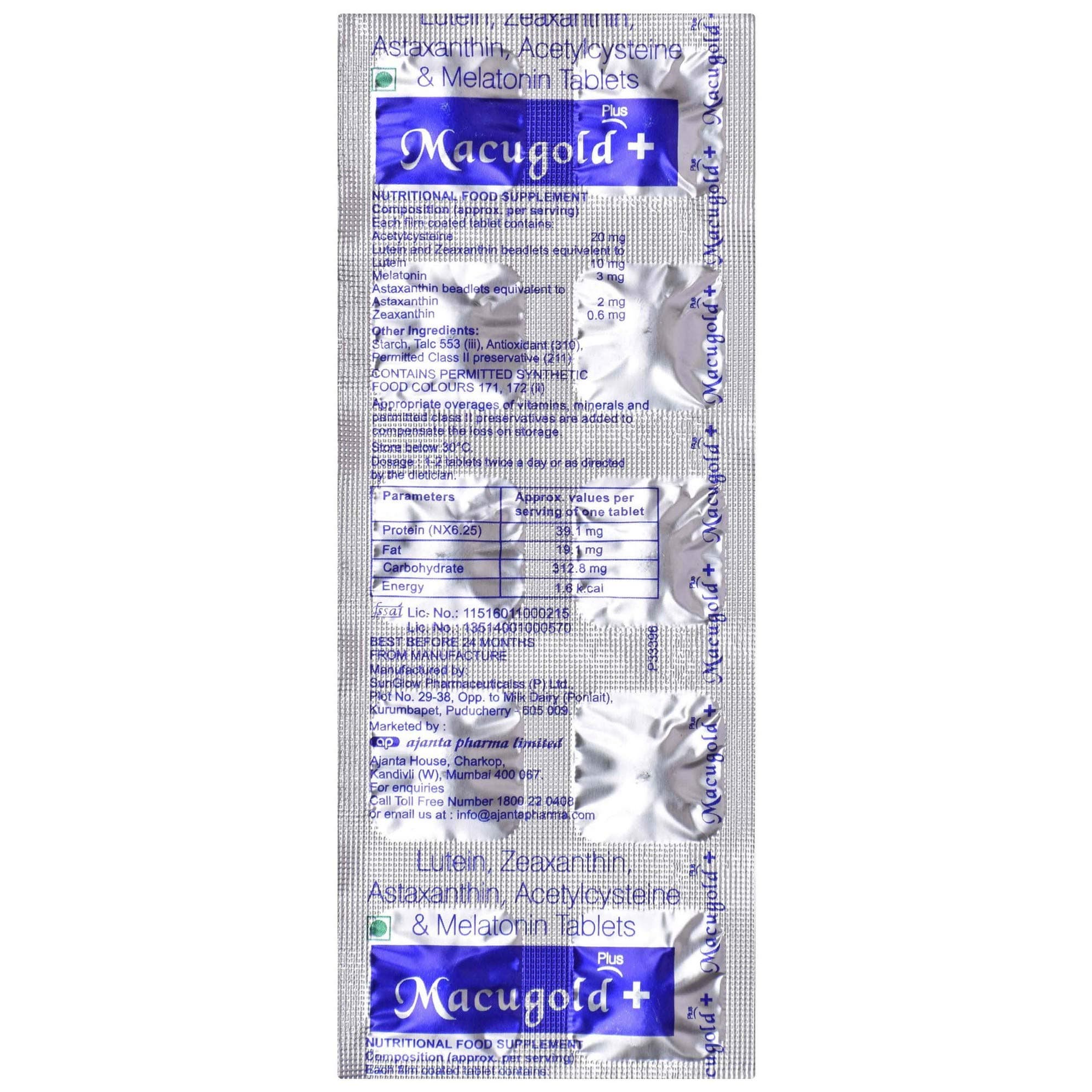 Macugold Plus - Strip of 10 Tablets