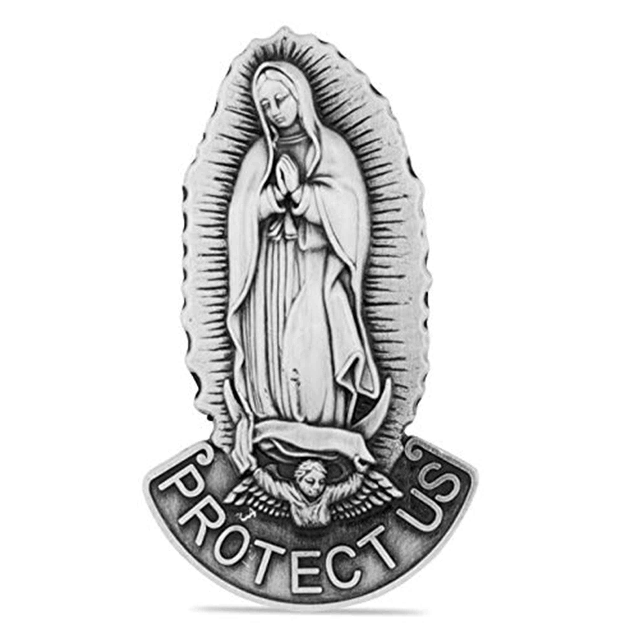 Venerare Catholic Visor Clip | Ask for Protection While You Drive | Traditional Catholic Design and Devotions Gray VI1944