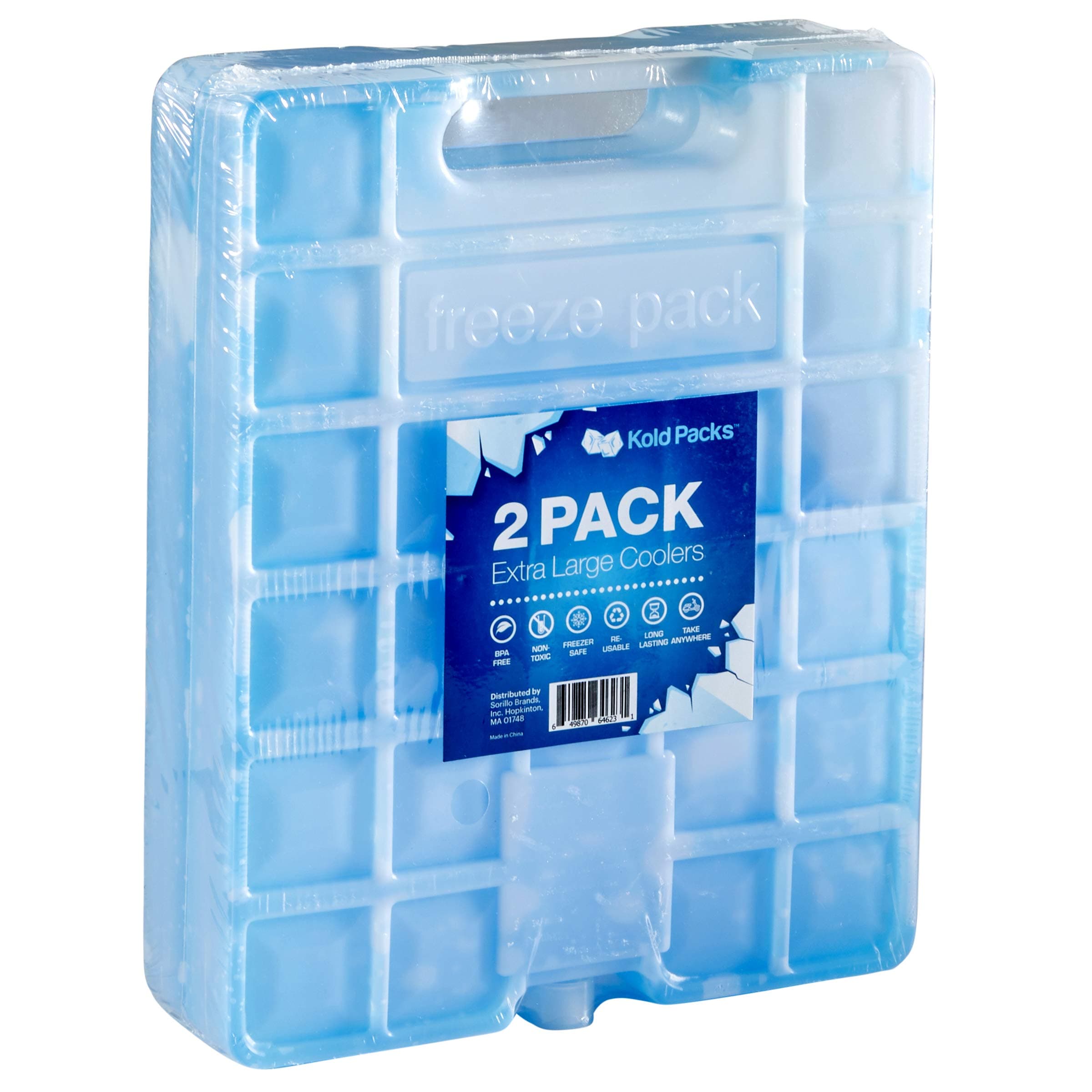 2 Extra Large Reusable Ice Packs for Camping - 10 inch x 8 inch x 1.2 inch