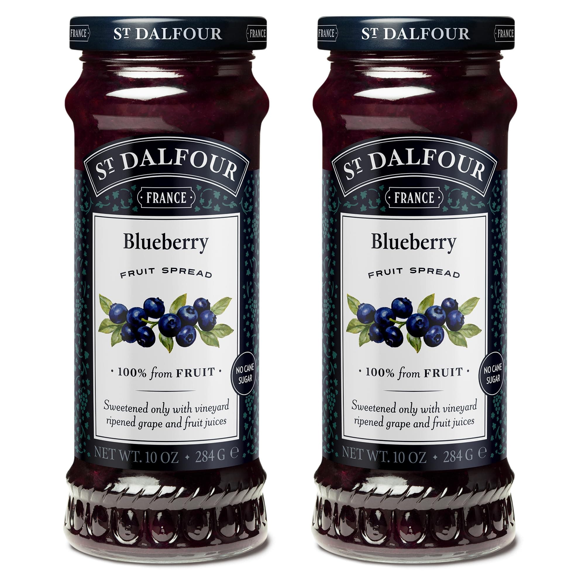 St. Dalfour Blueberry Fruit Spread - 10oz - 100% from Fruit, No Artificial Ingredients, Non-GMO, No Cane Sugars, All Natural - Pack of 2