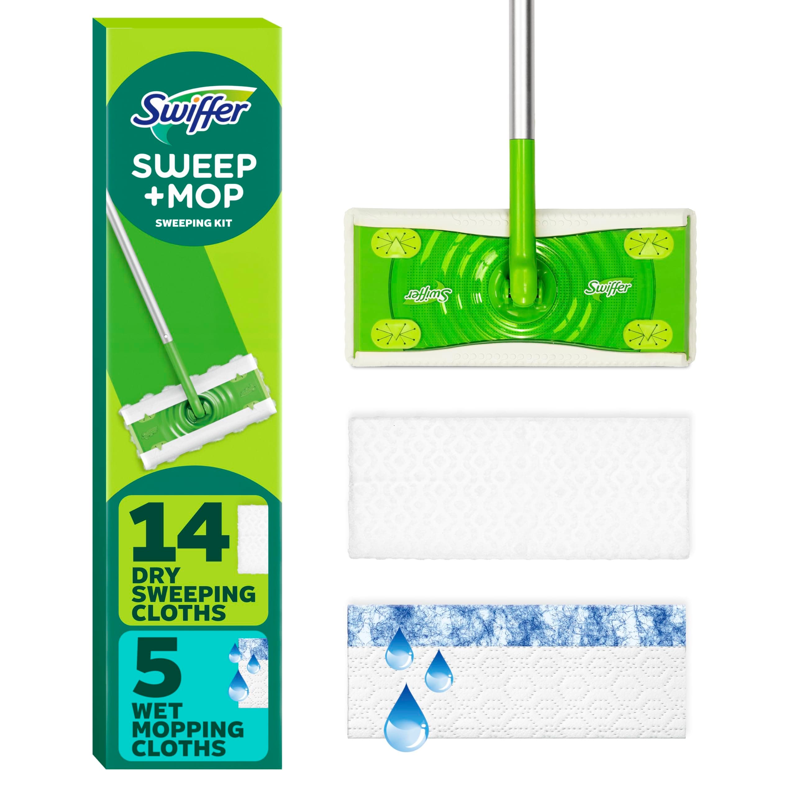 Sweeper 2-in-1 Mops for Floor Cleaning, Dry and Wet Multi Surface Floor Cleaner, Sweeping and Mopping Starter Kit, Includes 1 Mop + 19 Refills, 20 Piece Set