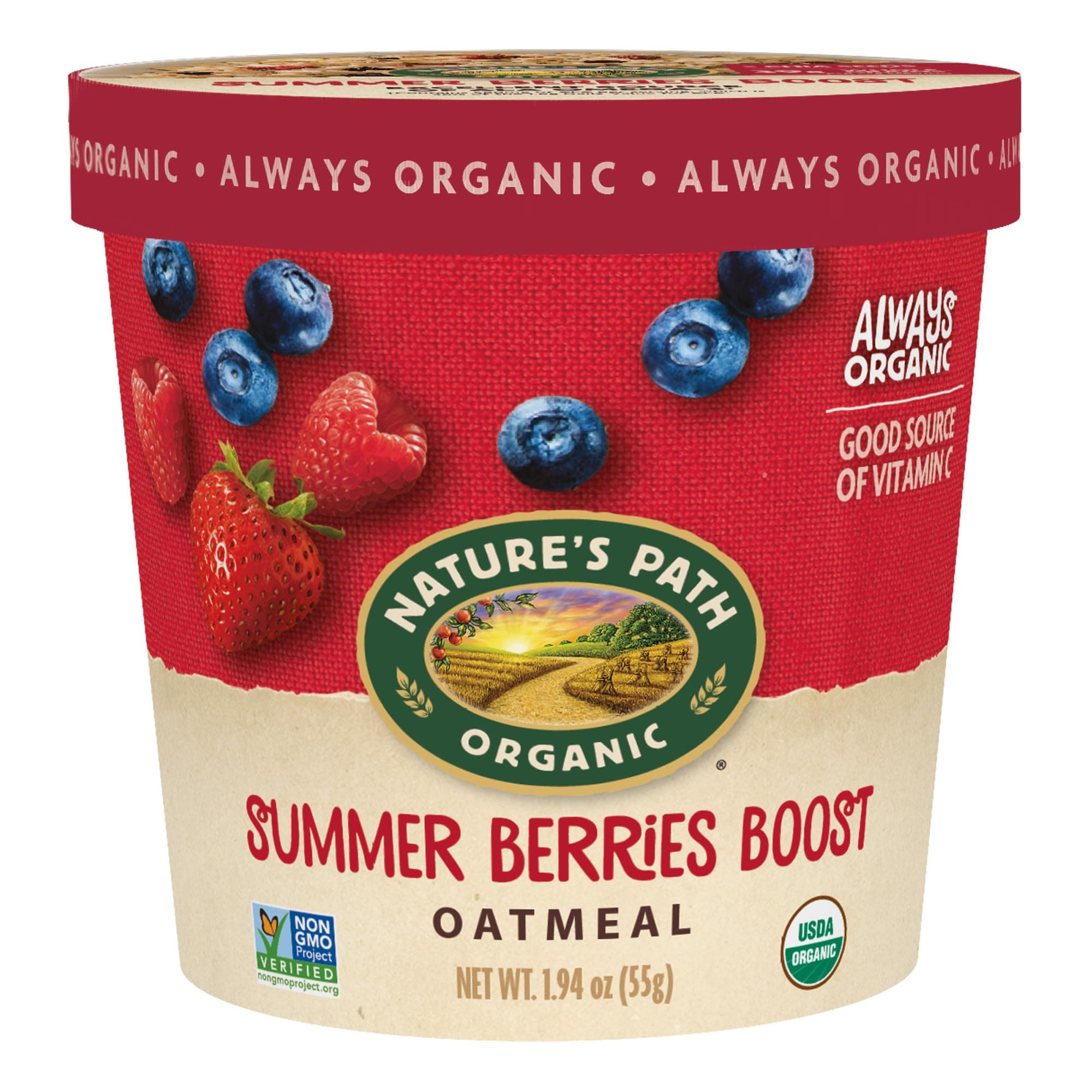Nature's Path Organic Summer Berries Boost Instant Oatmeal, 2 oz (Pack of 12), Non-GMO
