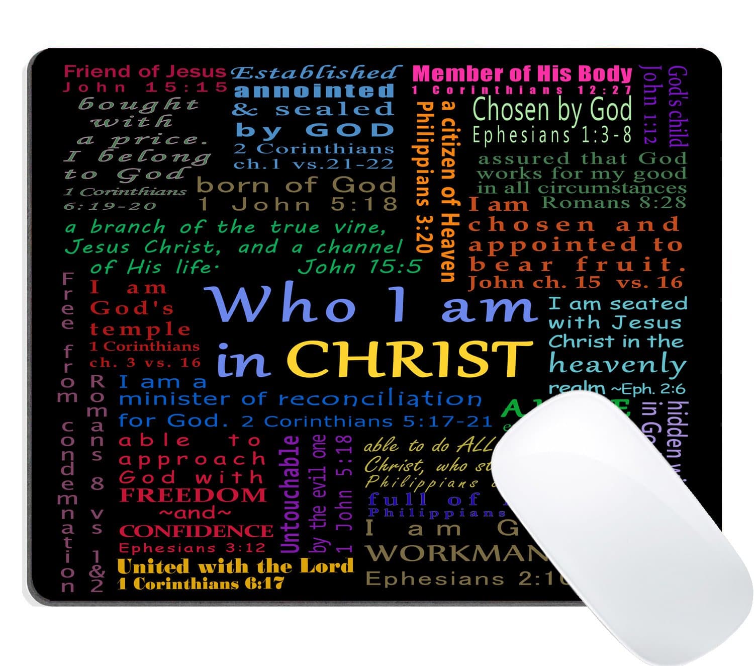 Wknoon Gaming Mouse Pad Custom, Christian Bible Verse Scripture Quotes Colorful Design Art Inspirational Sayings