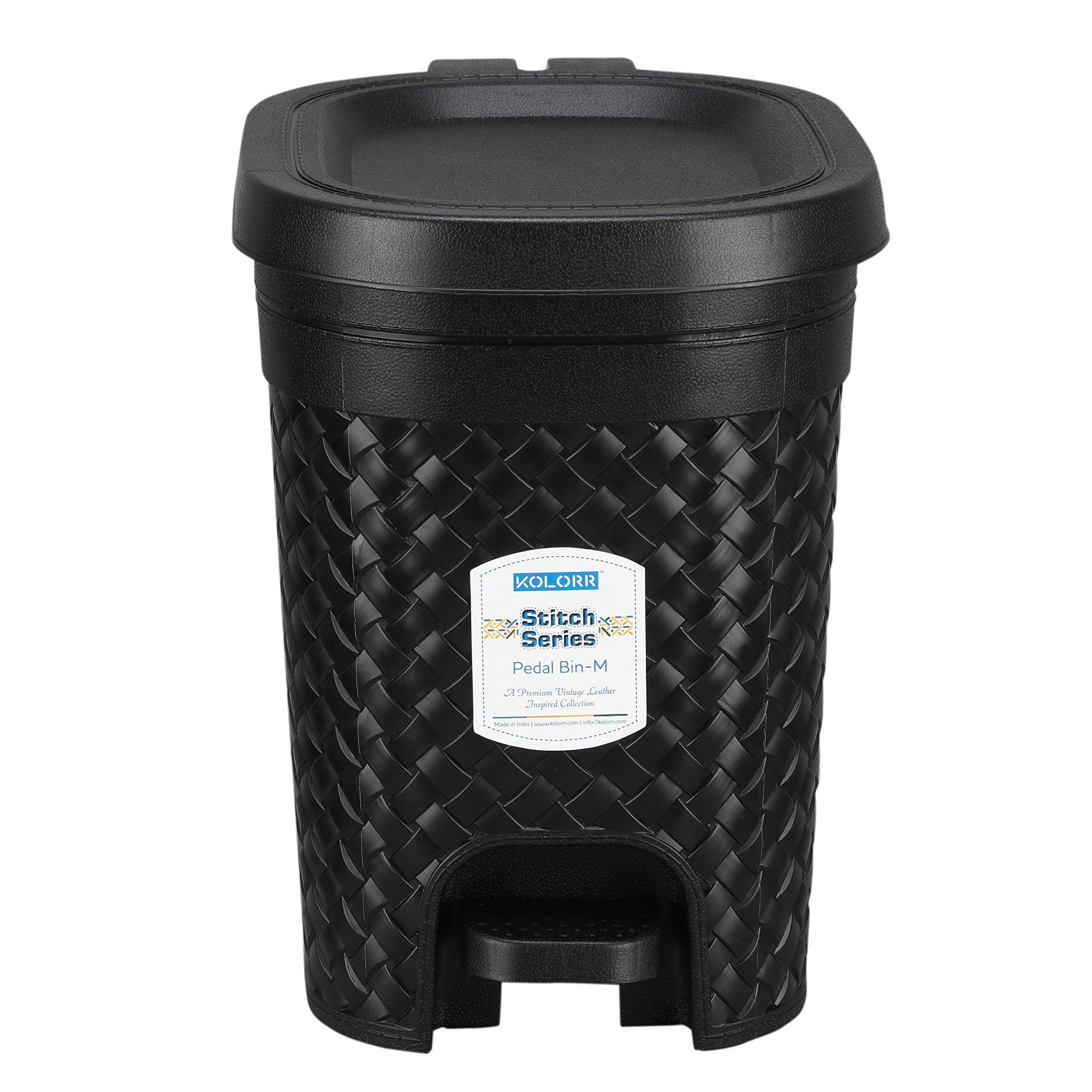 Stitch 7 Liters Plastic Pedal Dustbin/Trash Can/Garbage Waste Bin with Lid for Home/Kitchen/Office/Bathroom & Washroom – Black
