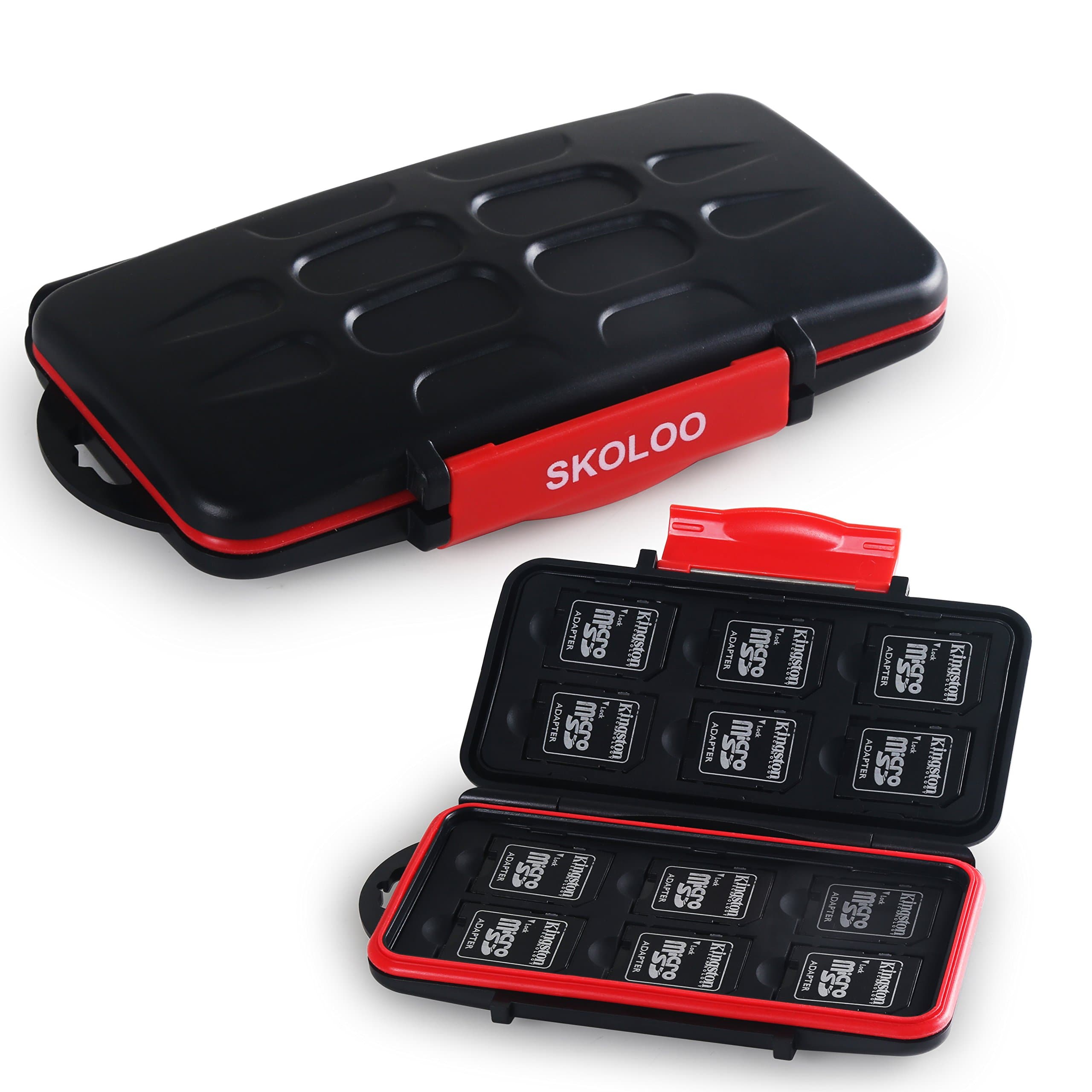 SKOLOO Memory Card Holder, Waterproof SD Card Case, 12 SD Card Cases Storage Slots for SDHC SDXC TF Card, 12 Micro SD Card Holder Slots,1 Set