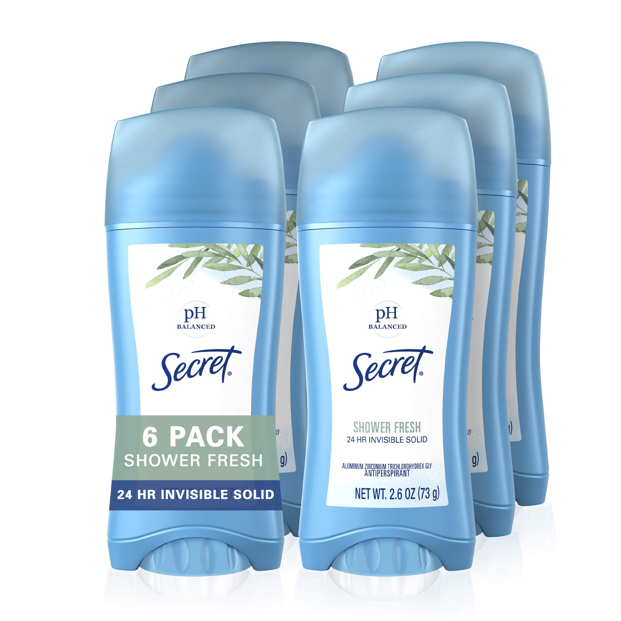 Antiperspirant Deodorant for Women, Shower Fresh Scent, Invisible Solid, 2.6 Oz, Pack of 6