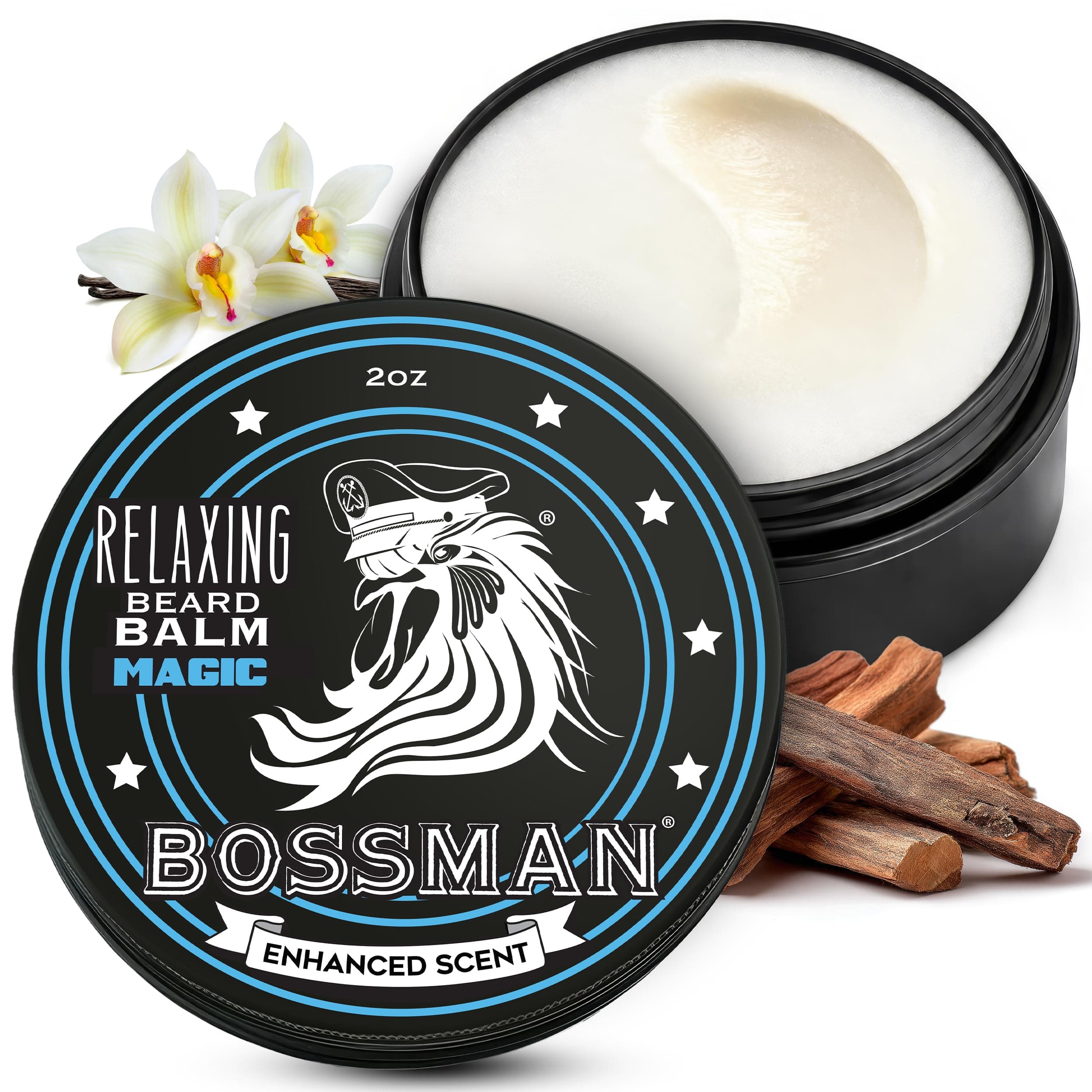 Bossman Relaxing Beard Balm for Men (Magic Scent) – Tames, Relaxes, Thickens & Softens for Ultimate Beard Care – Made in USA