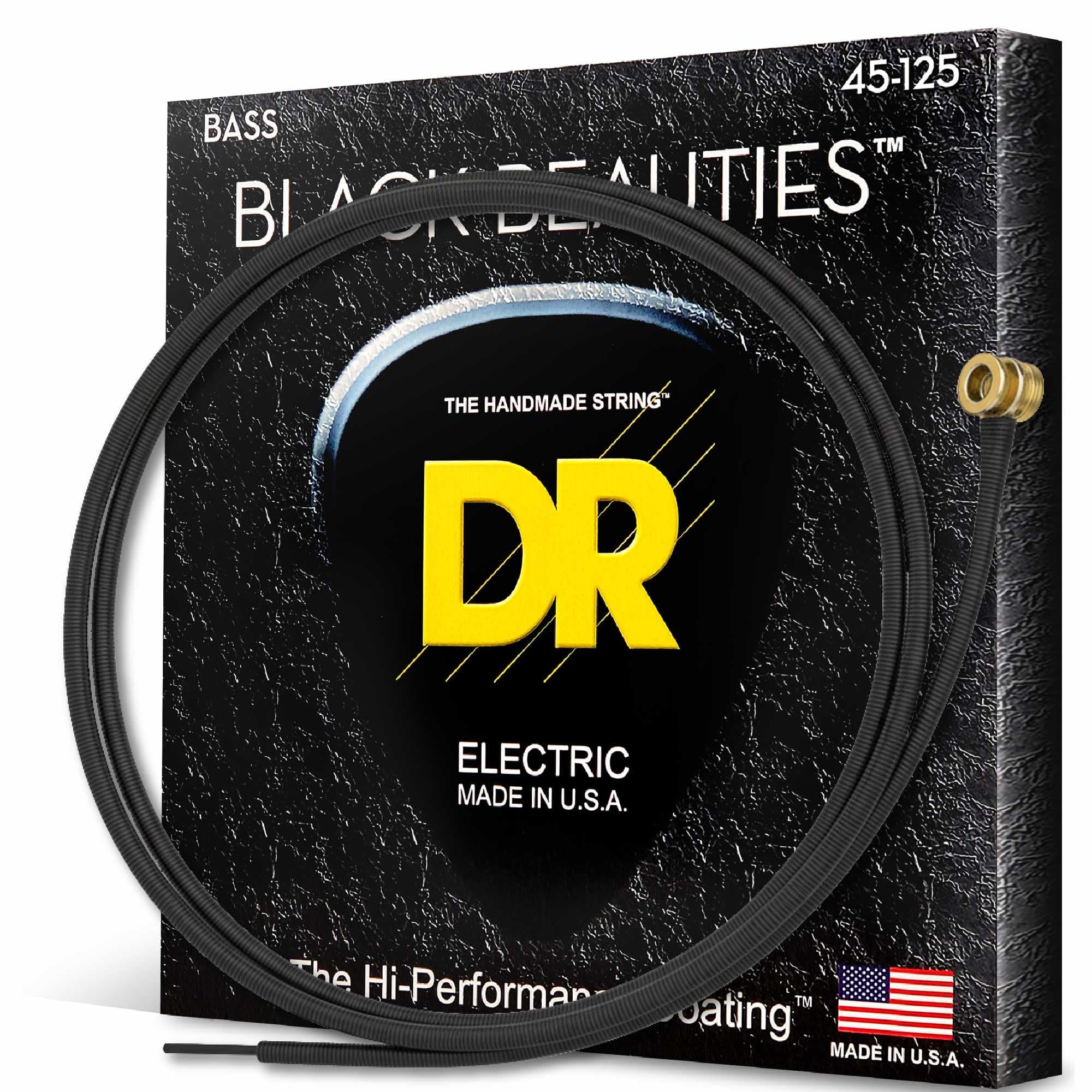 DR BKB5-45 Strings BLACK BEAUTIES™ - BLACK Coloured Bass Strings: 5-String Medium 45-125