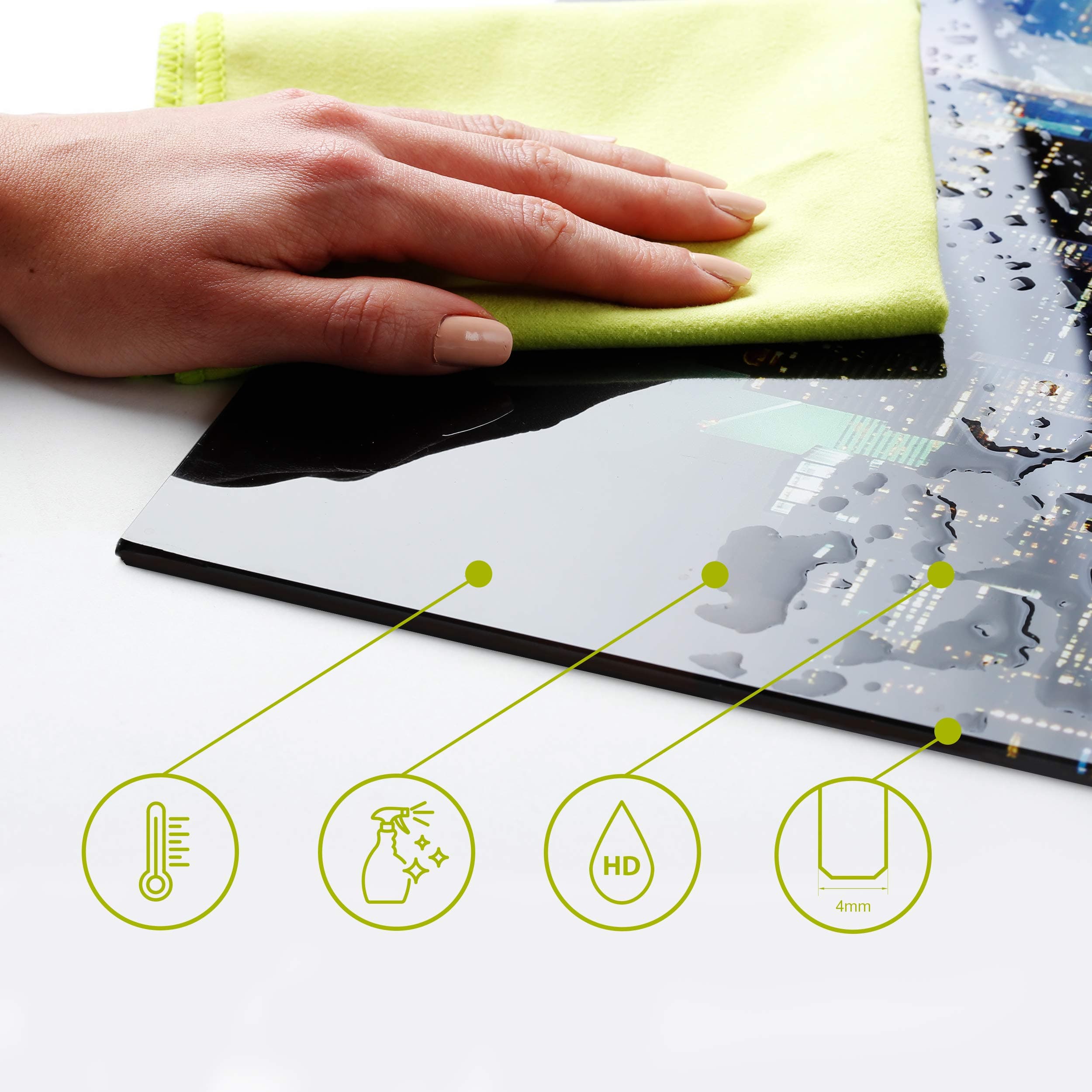 murando Glass Splashback for Kitchen Backsplash Cooker Protector Tempered Glass Splashbacks for Cookers Decorative Wall Art Heat Resistant Graphic 80x80cm / 32"x32" Abstract Mosaic Tiles f-B-0279-aq-a