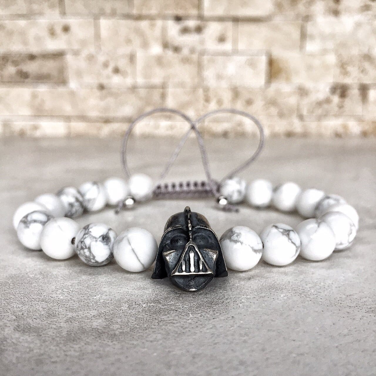 925 STERLING SILVER DARTH VADER AND HOWLITE MACRAME BRACELET