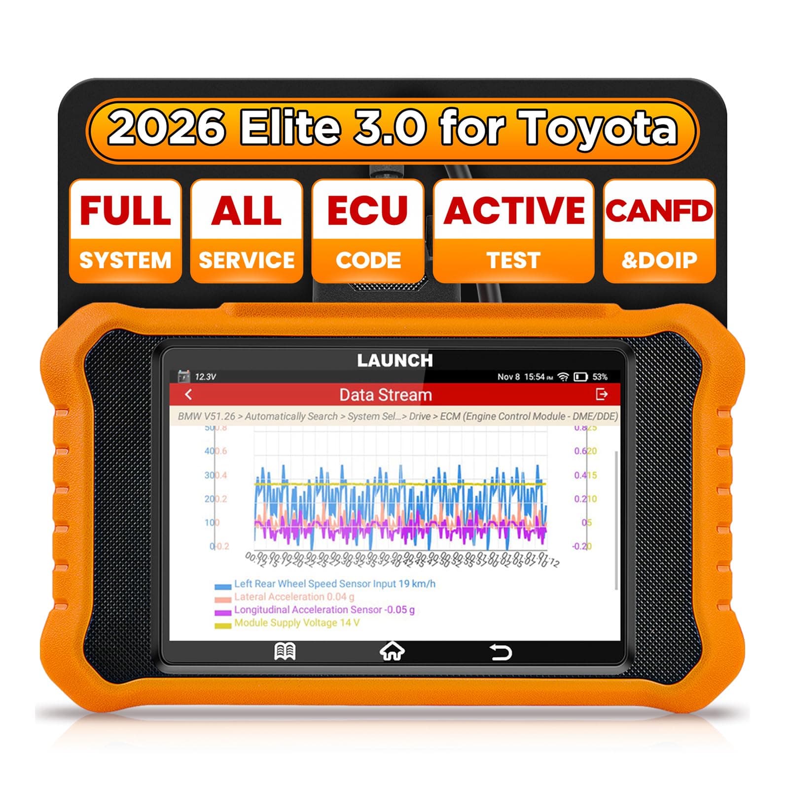 2026 LAUNCH Creader Elite V3.0 fit for Toyota Lexus Bi-Directional Scan Tool, Full System OBD2 Scanner, All Reset Service Code Reader, AUTOVIN, ECU Code, Battery Registration, Lifetime Free Update