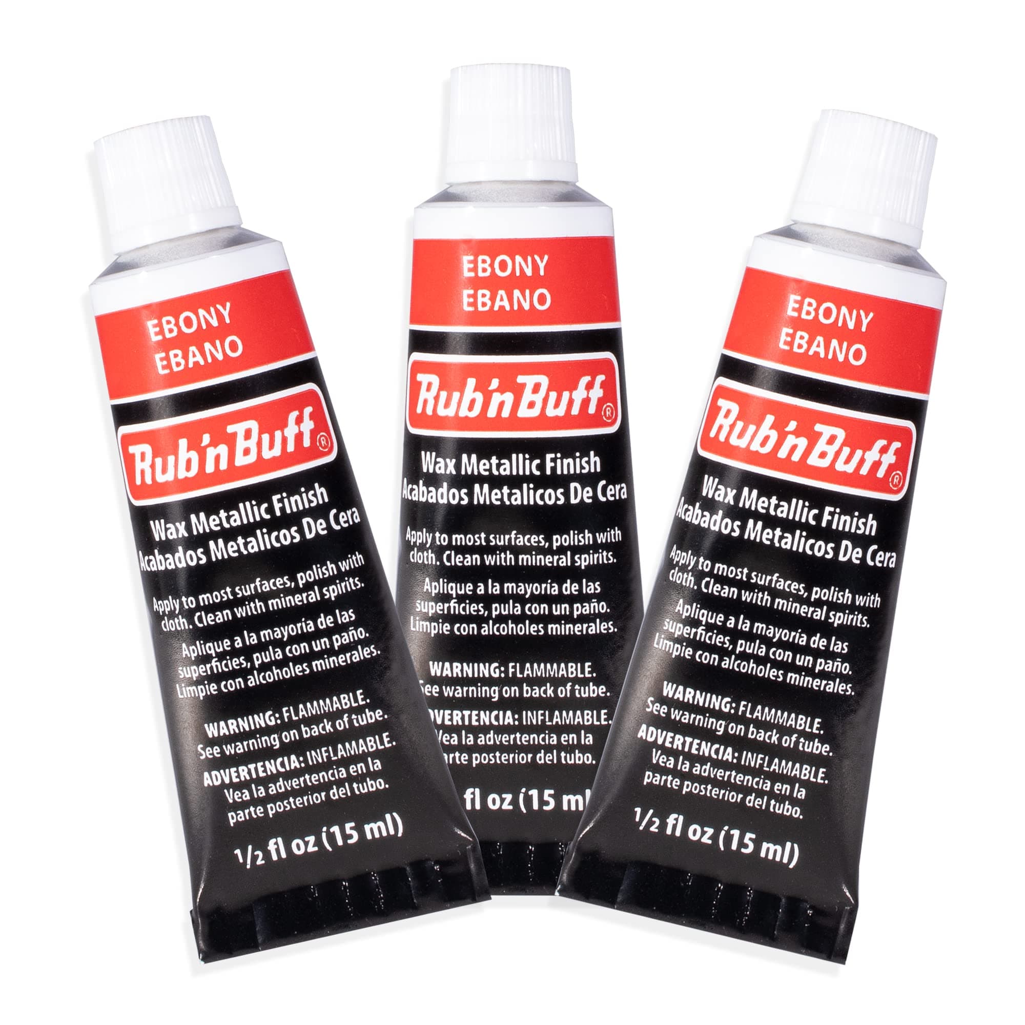AMACO Rub n Buff Wax Metallic Finish - 3 Rub n Buff Ebony 15ml Tubes - Versatile Gilding Wax for Finishing Furniture Antiquing and Restoration - Rub and Buff Colors Set of Three