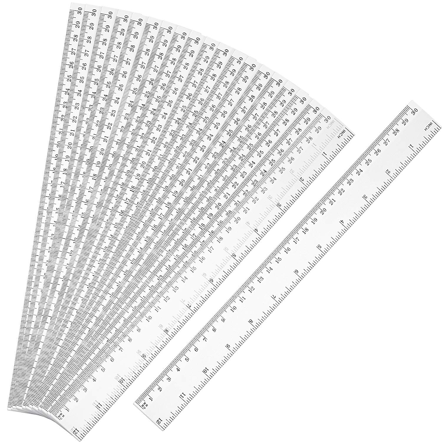 Eboot 20 Pack 12 Inch Clear Plastic Rulers Bulk, Easy-to-Read Straight Edge Rulers with Inches and Metric for School Students Teachers Classroom Office Supplies
