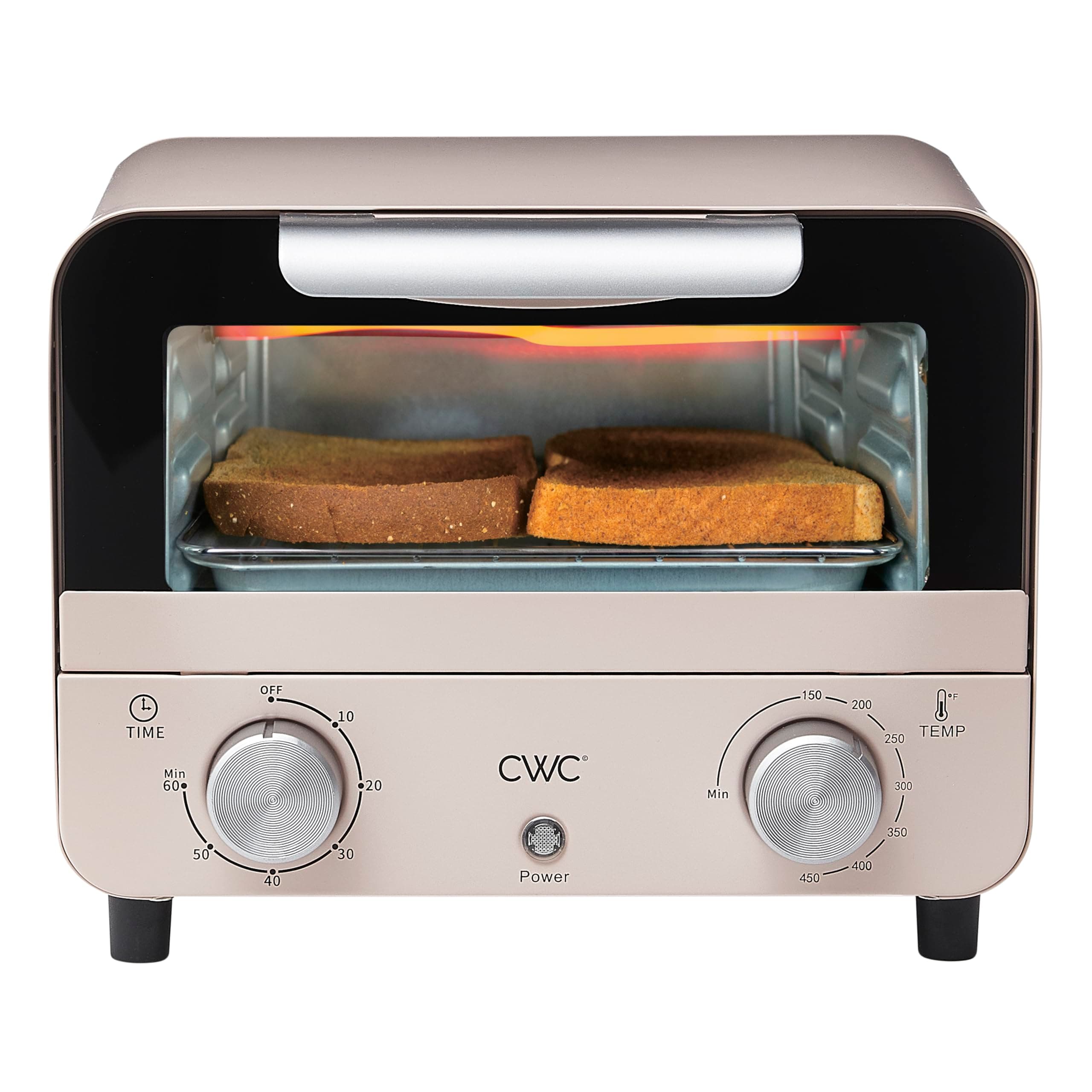COOK WITH COLOR Mini Toaster Oven: 600W Power, Precision Timer, Auto Shutoff, and Culinary Delights Up To 450 Degrees, Pink