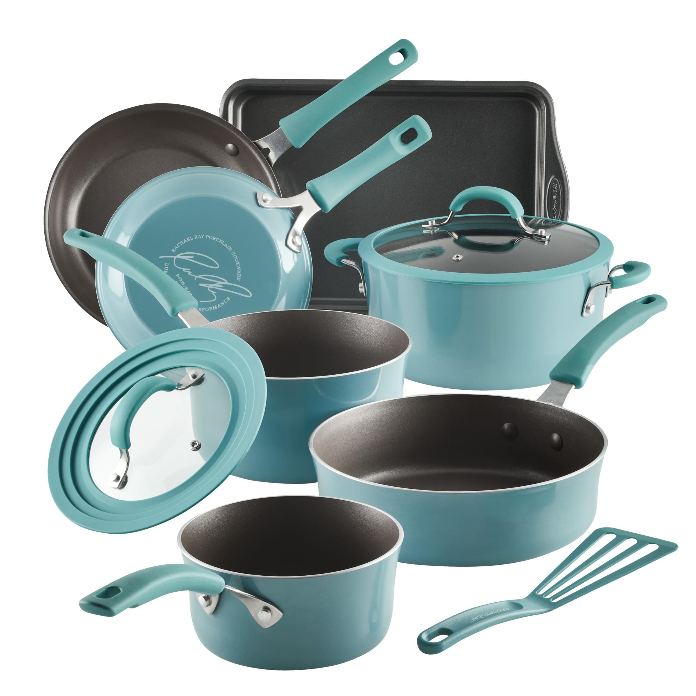 - Cook + Create Nonstick Cookware/Pots and Pan Set, 10 Piece, Agave Blue